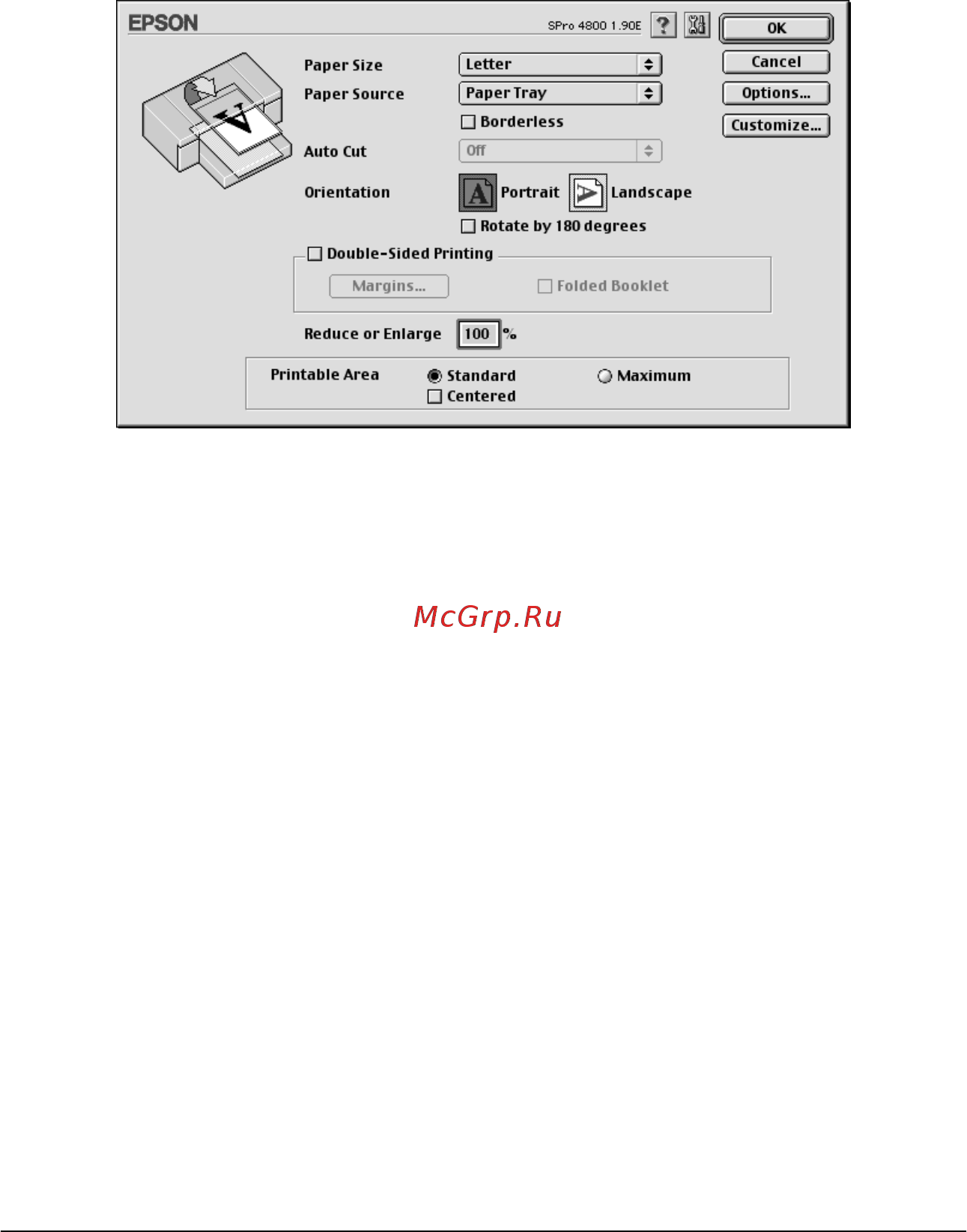 Epson Stylus Pro 4400 [166/429] Настройка параметра reduce enlarge уменьшить увеличить