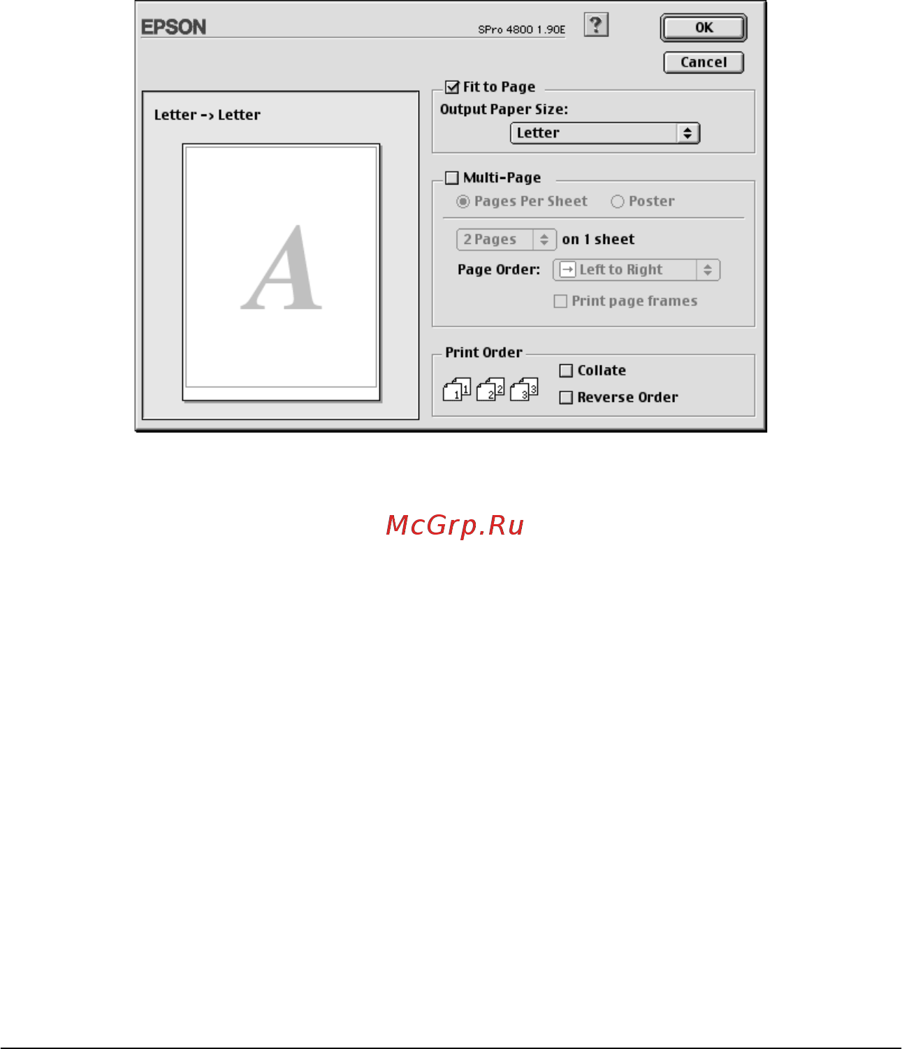 Epson Stylus Pro 4400 [172/429] Настройка параметра fit to page по размеру страницы