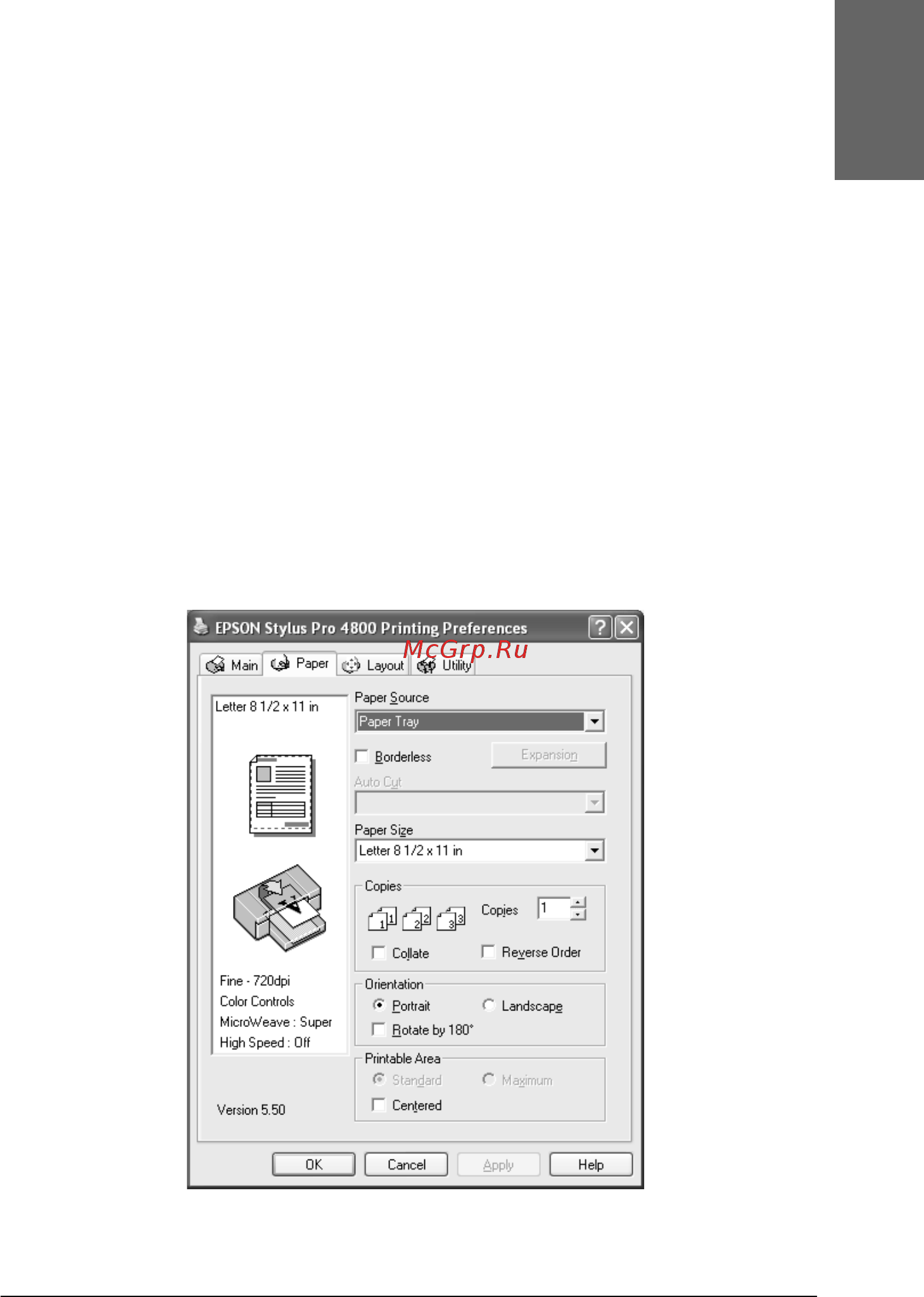 Epson Stylus Pro 4400 [59/429] Настройка параметра copies копии