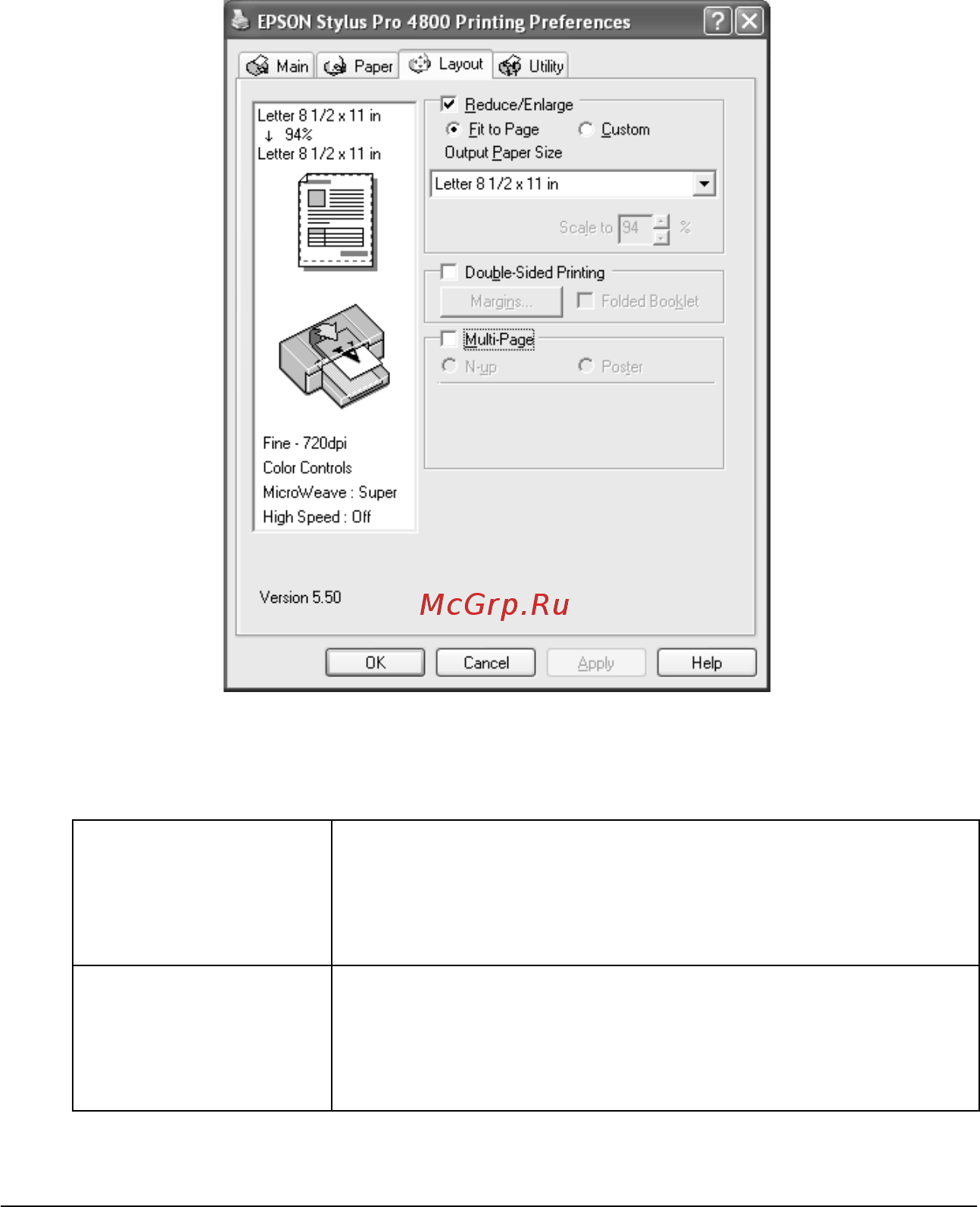 Epson Stylus Pro 4400 [68/429] Настройка параметра reduce enlarge уменьшить увеличить