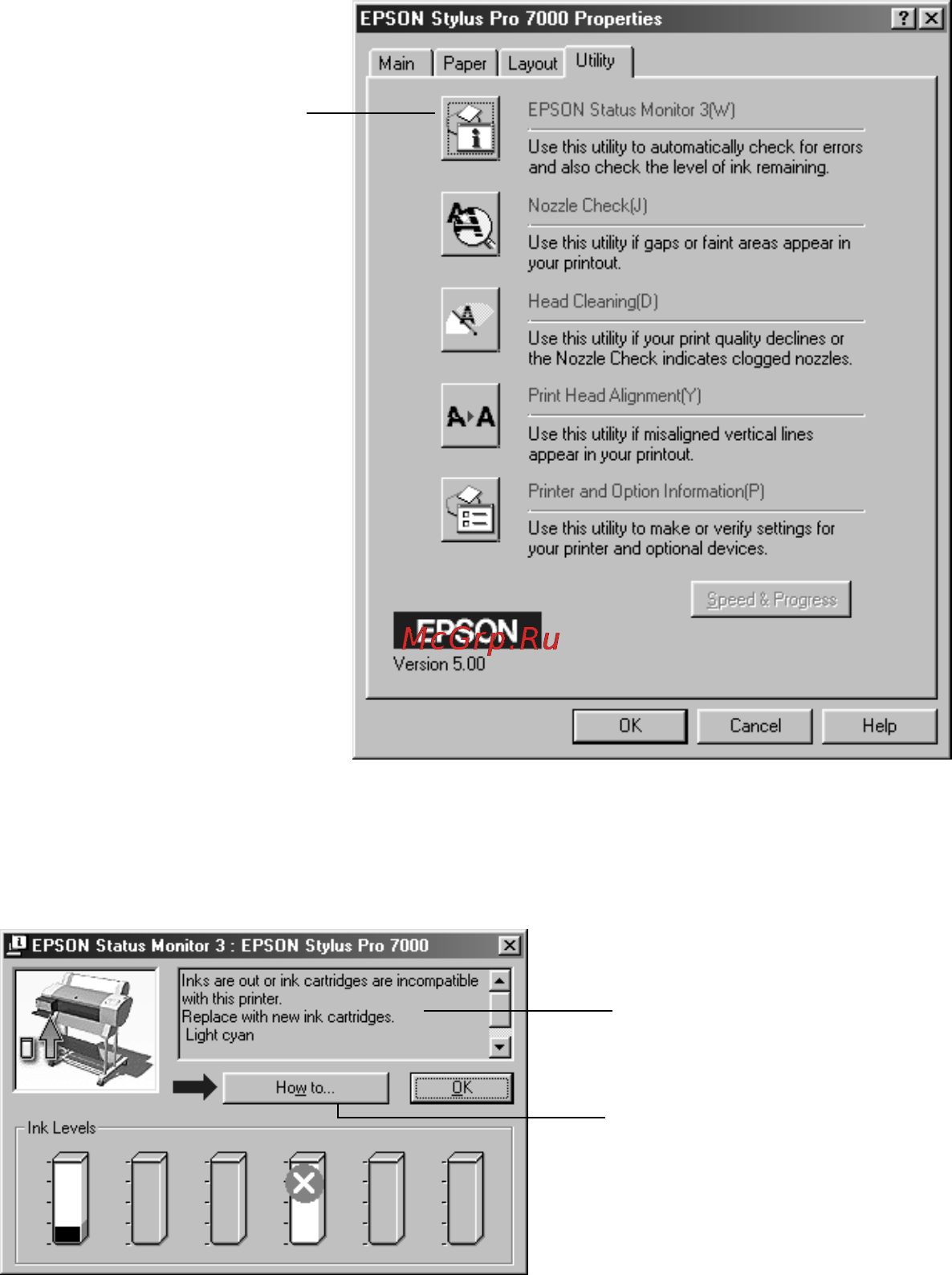 Epson Stylus Pro 7000 [90/147] Checking printer status from windows