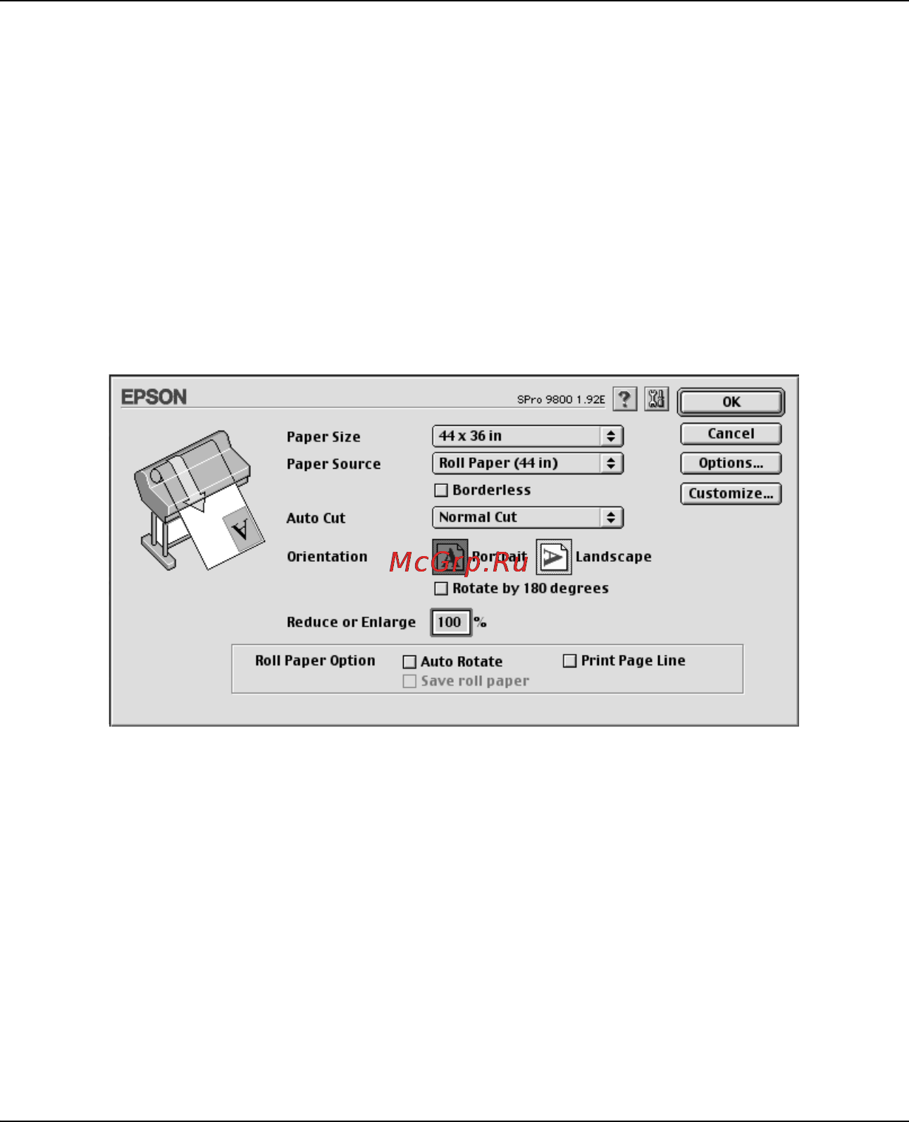 Epson Stylus Pro 7400 [138/418] Настройка параметров в диалоговом окне page setup параметры страницы