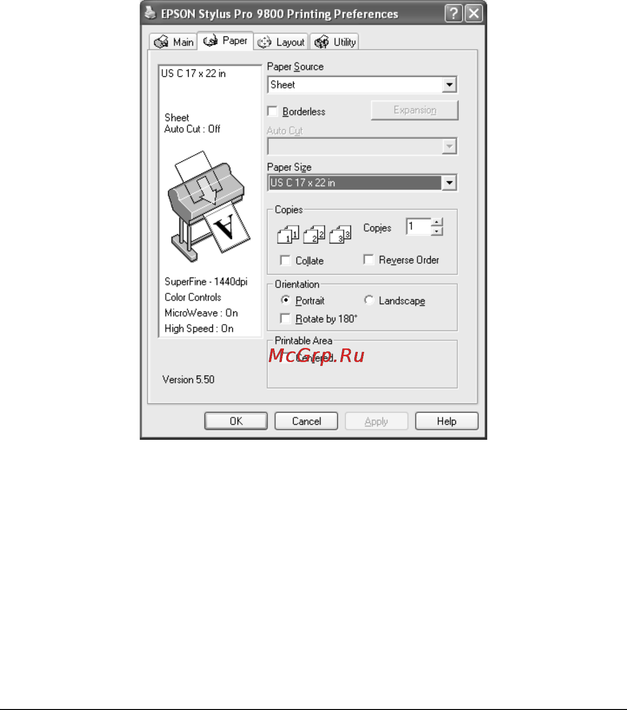 Epson Stylus Pro 7400 [60/418] Настройка параметра copies копии