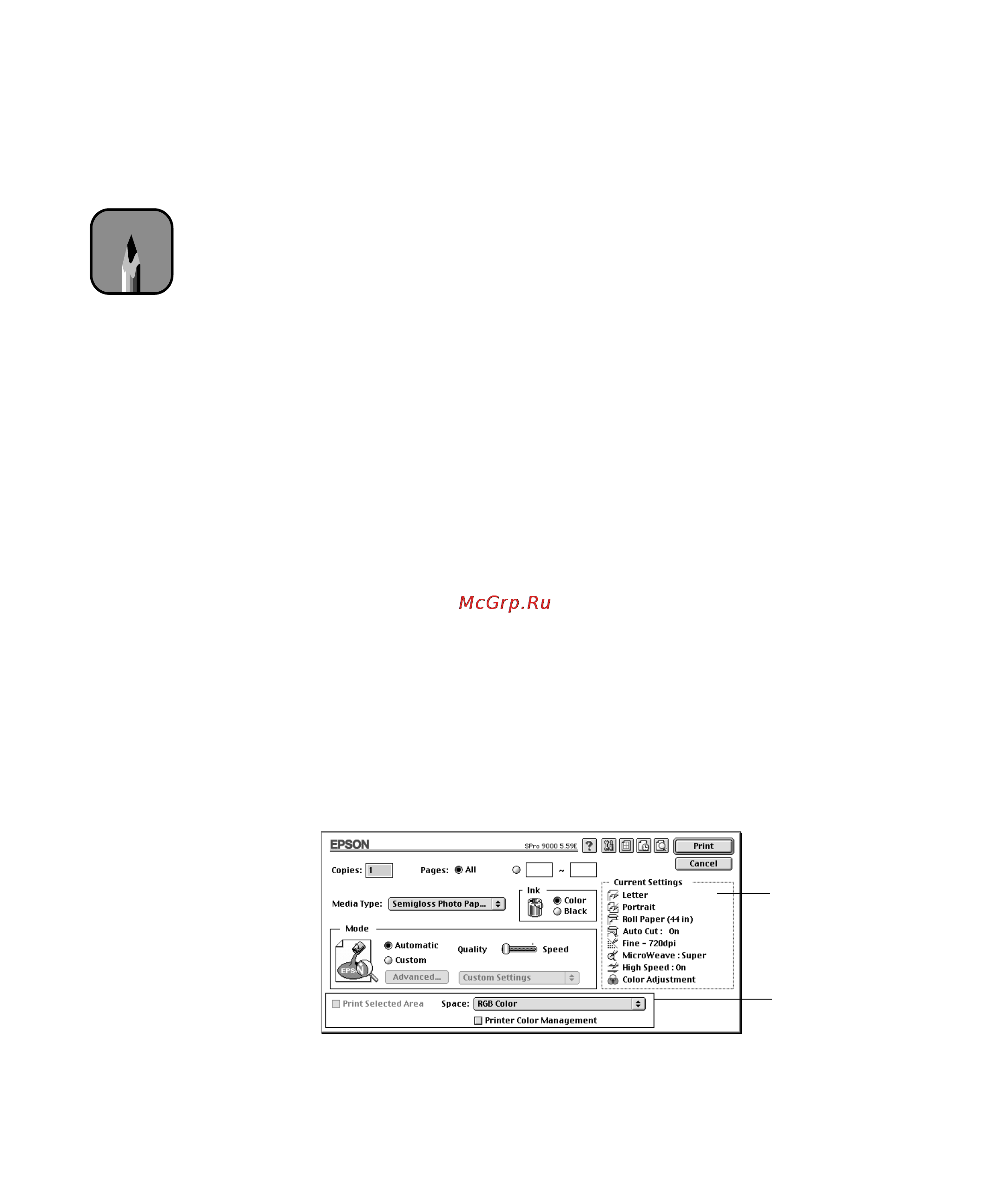 Epson Stylus Pro 9000 [99/143] Choosing basic print options