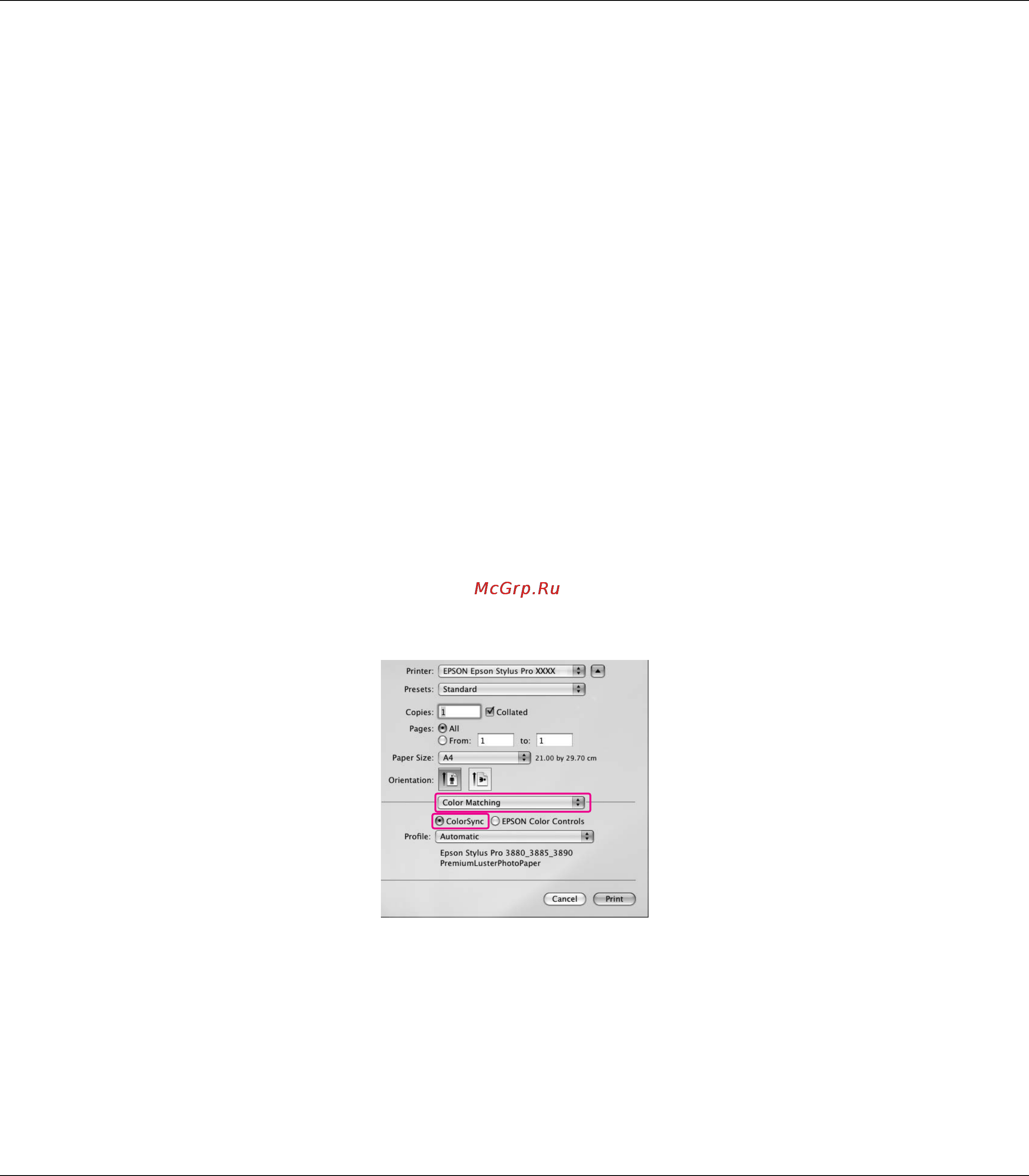 Epson Stylus Pro 3880 [115/227] Для mac os x 10