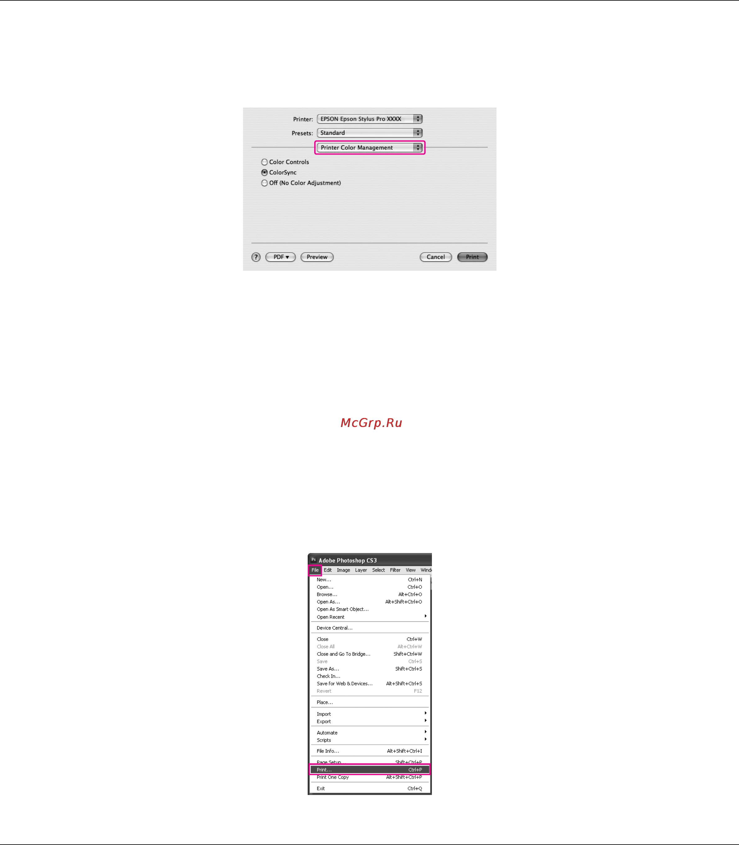 Epson Stylus Pro 3880 [117/227] Управление цветом с помощью приложения
