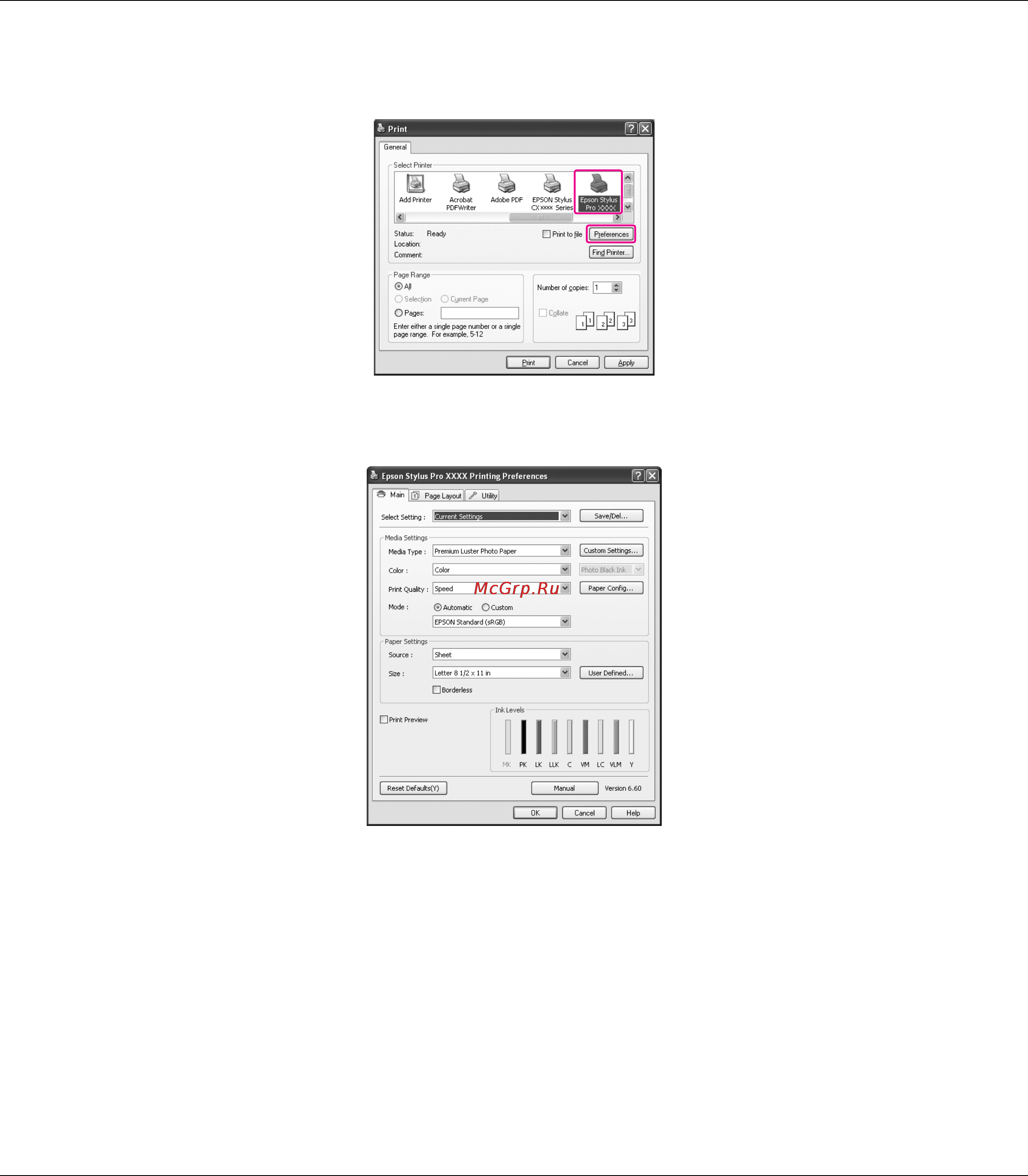 Epson Stylus Pro 3880 [12/227] С помощью значка принтера