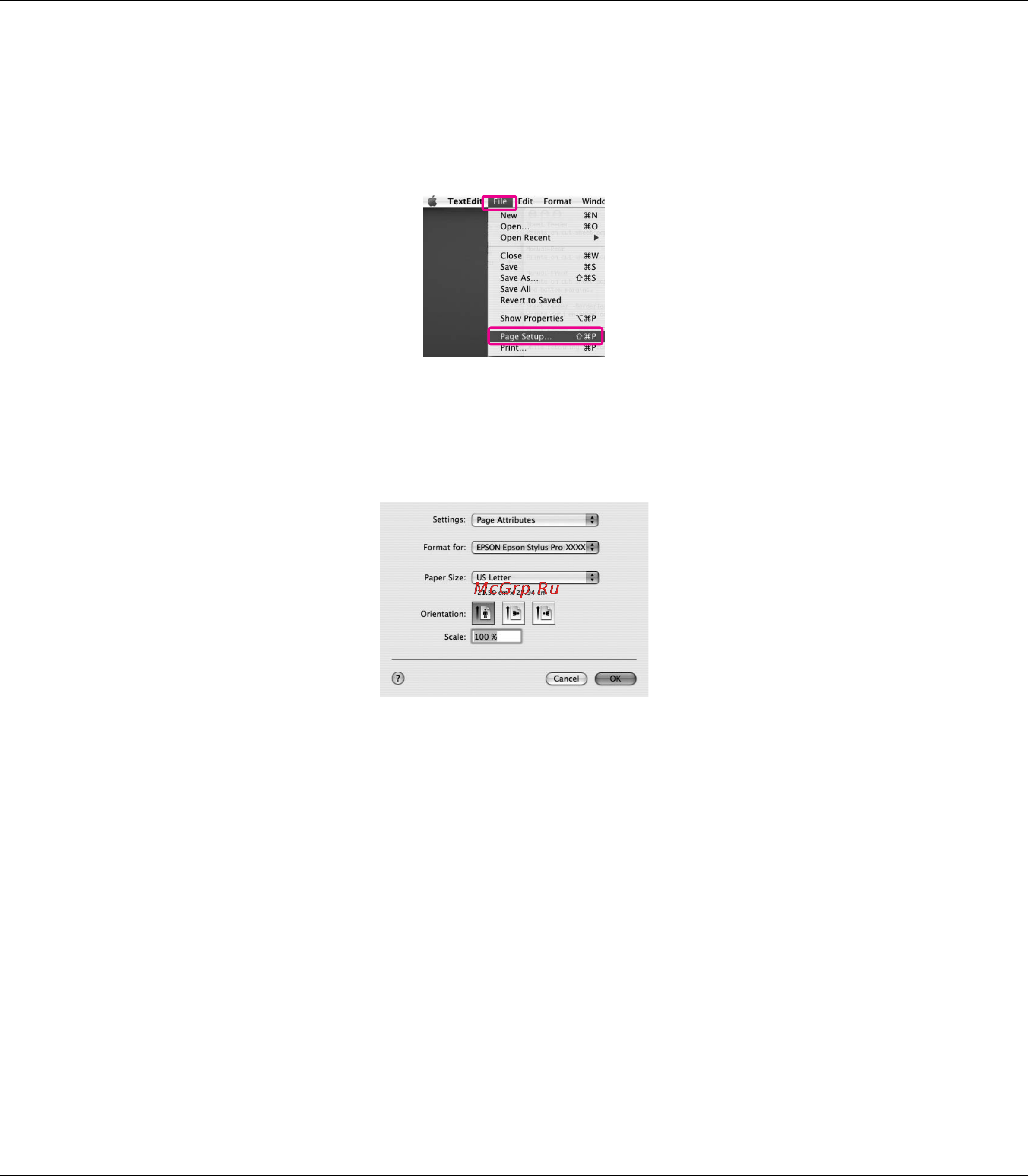 Epson Stylus Pro 3880 [32/227] Открытие окна page setup параметры страницы