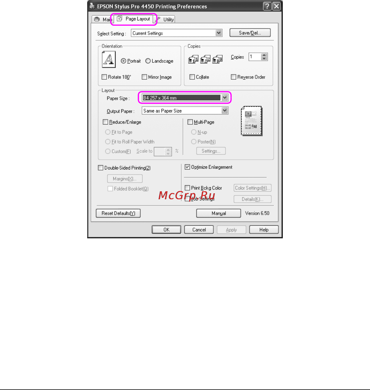 Epson Stylus Pro 4880 [106/358] По размеру страницы только для windows