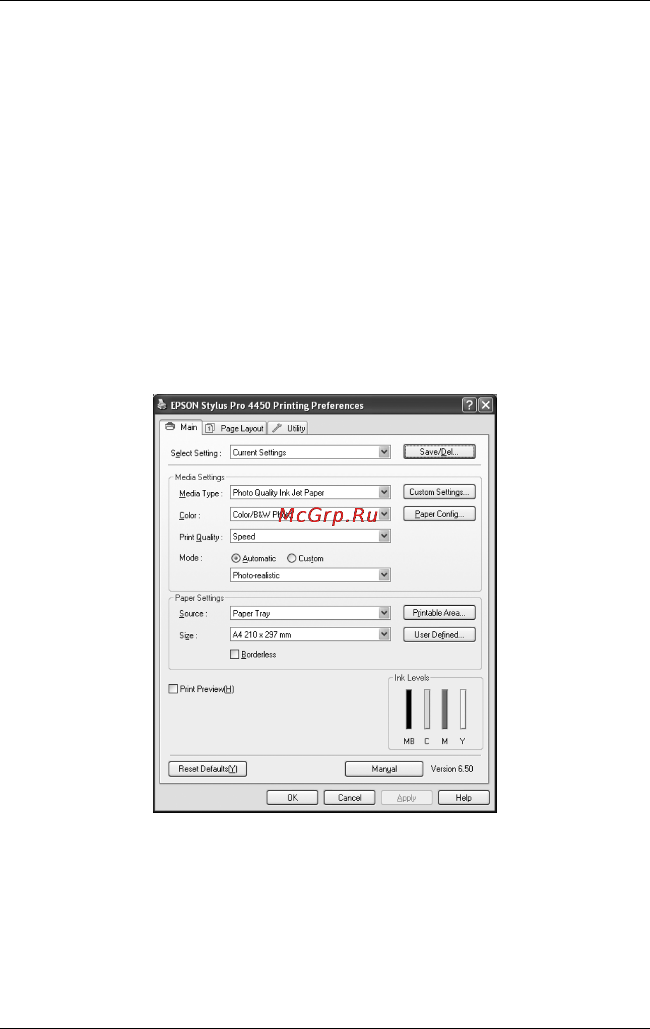 Epson Stylus Pro 4880 [27/358] Основные настройки