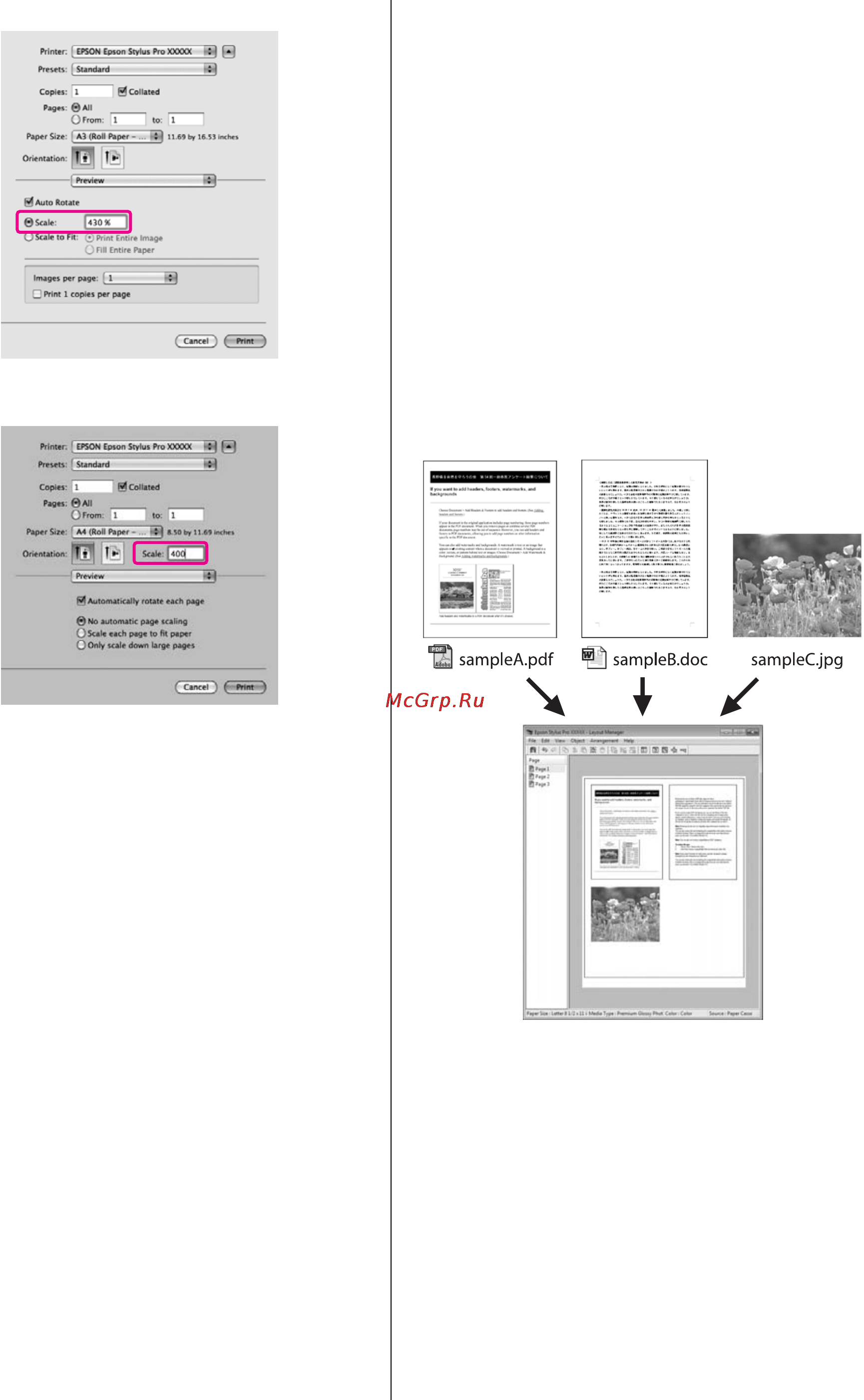Epson Stylus Pro 4900 [102/199] Функция layout manager только для windows