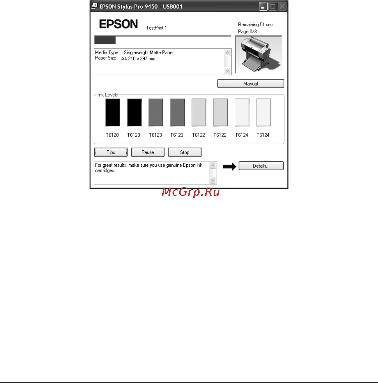 Epson Stylus Pro 7450 [28/406] Проверка состояния принтера