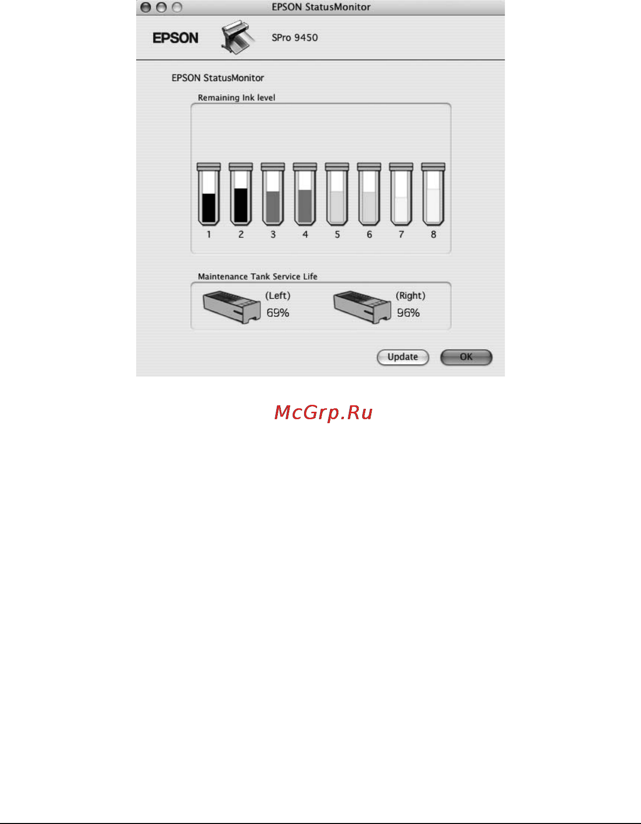 Epson Stylus Pro 9450 [46/406] Утилита epson statusmonitor