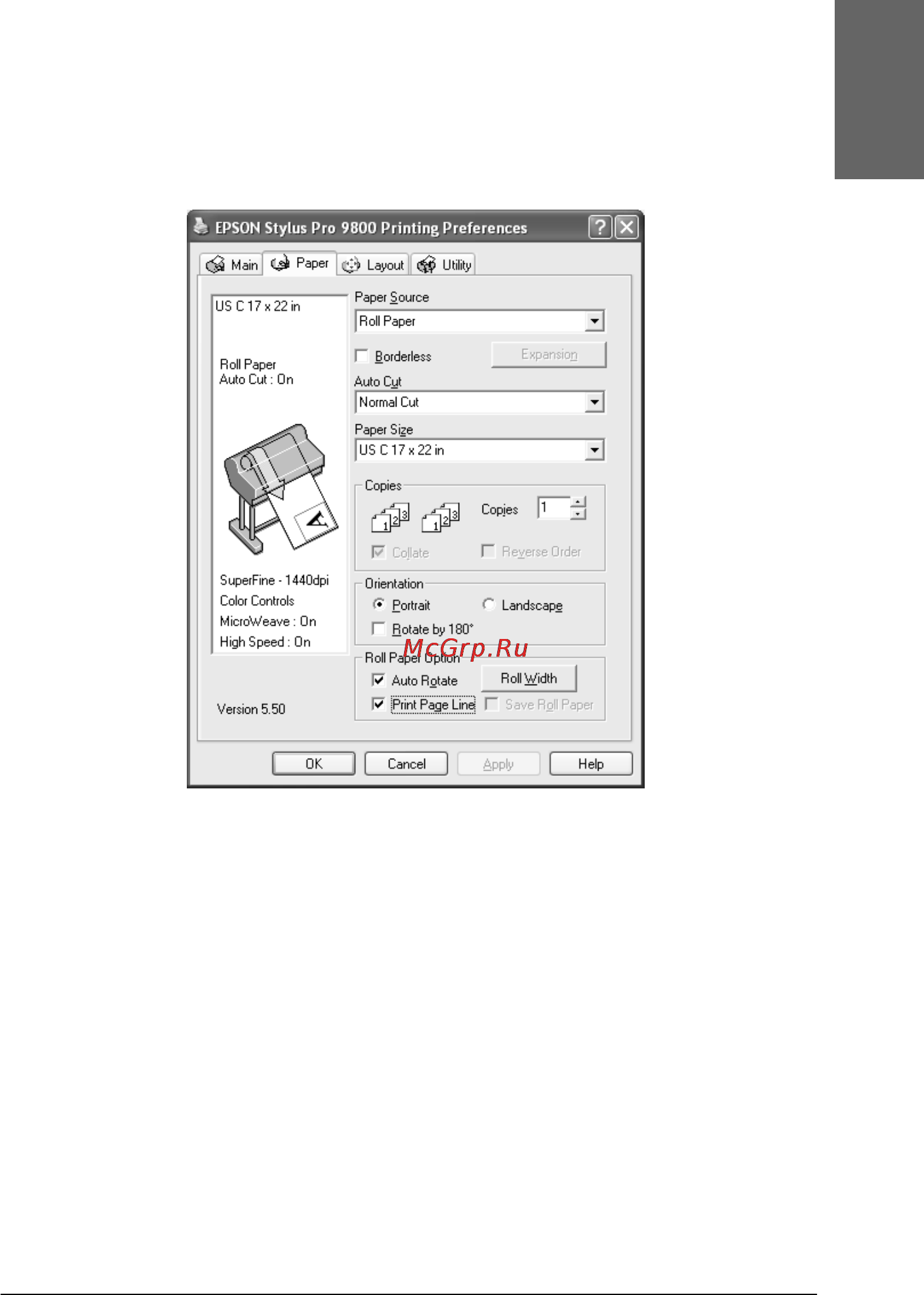 Epson Stylus Pro 7800 [57/393] Making the roll paper option settings