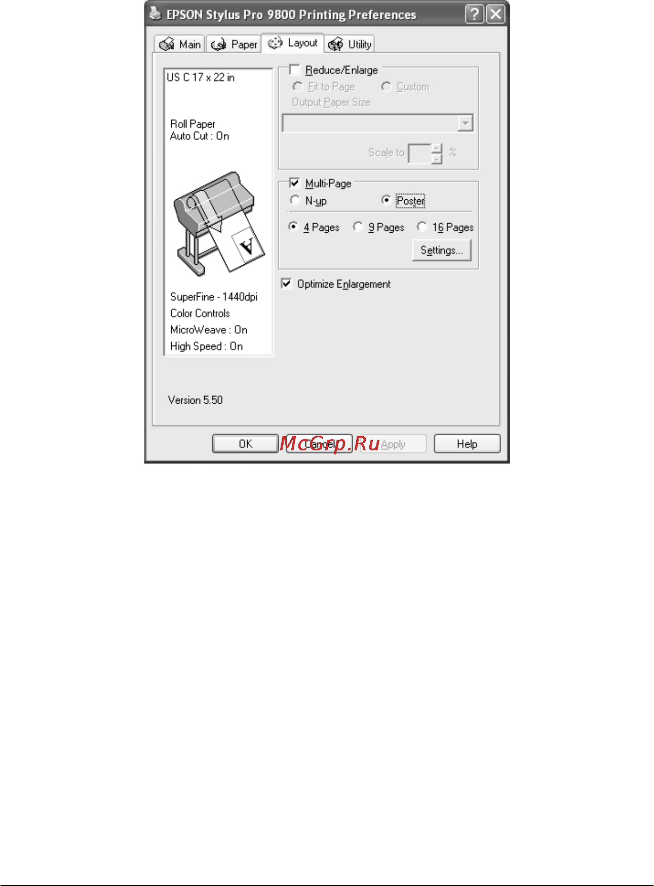 Epson Stylus Pro 7800 [64/393] Making poster settings
