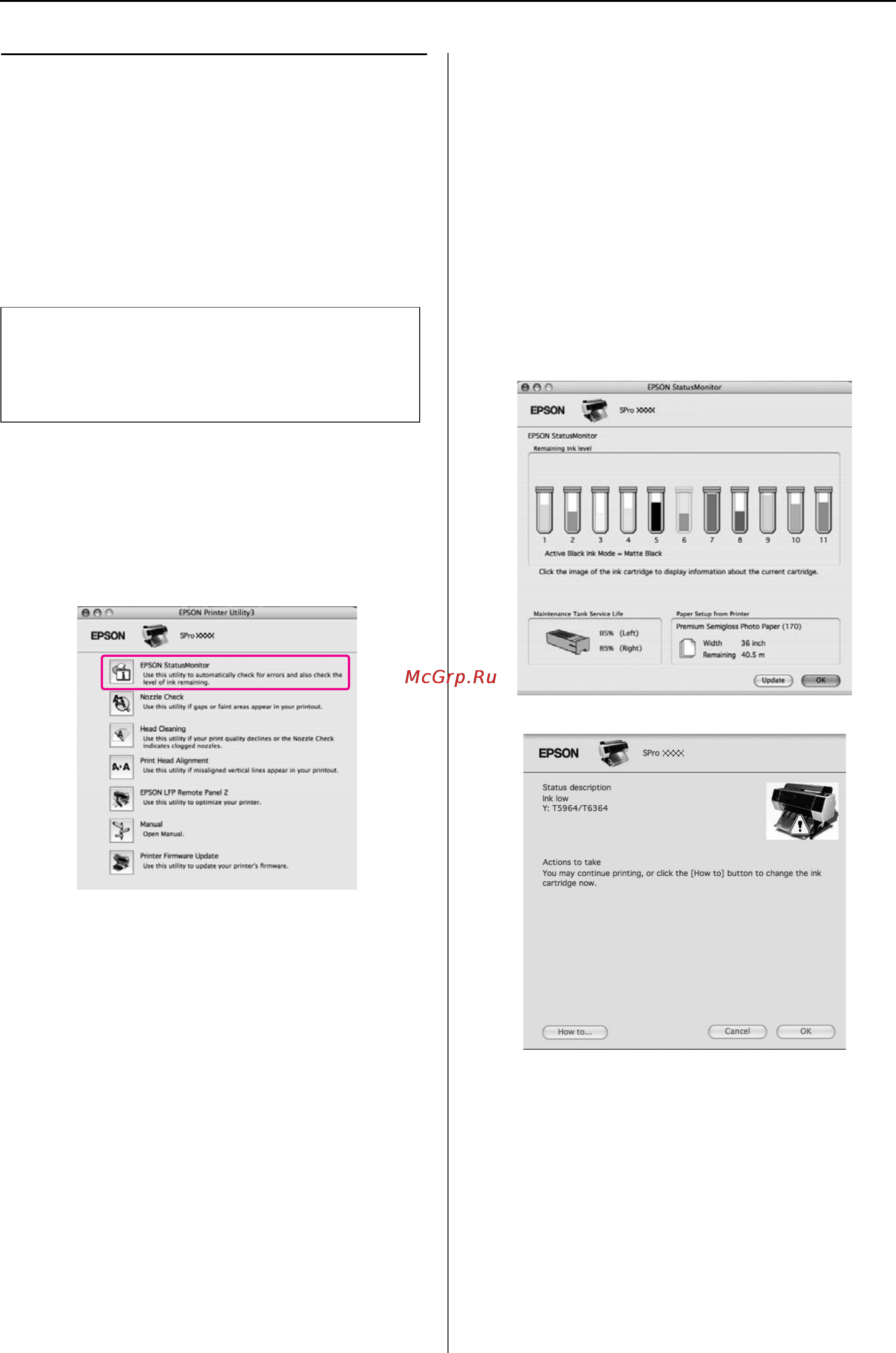 Epson Stylus Pro 9900 [135/205] Использование утилиты epson statusmonitor