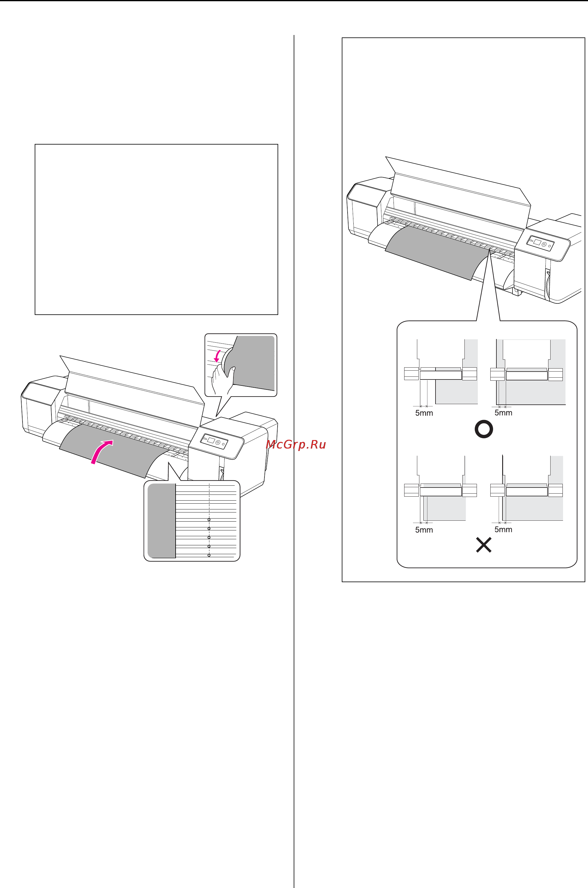 Epson Stylus Pro GS6000 [38/96] Промотайте небольшую часть рулонной бумаги вращая фланец держателя рулонной бумаги и одновременно придерживая край бумаги чтобы бумага натянулась следите за тем чтобы бумага не перекосилась в процессе перемотки