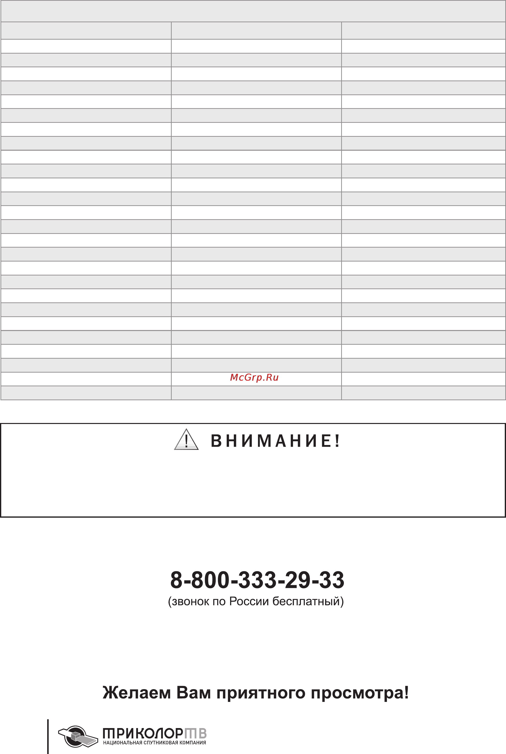 Триколор Старт/1 [12/24] Город угол места град азимут