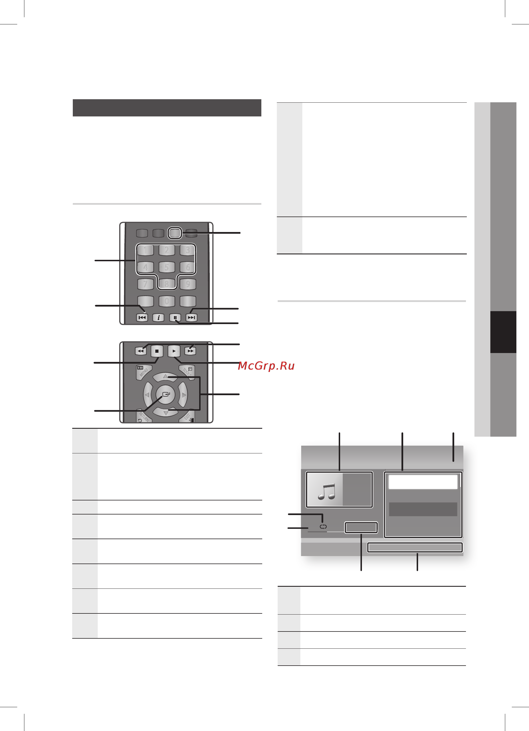 Samsung BD-D5300 [45/73] Кнопки пульта дистанционного управления используемые для воспроизведения музыки