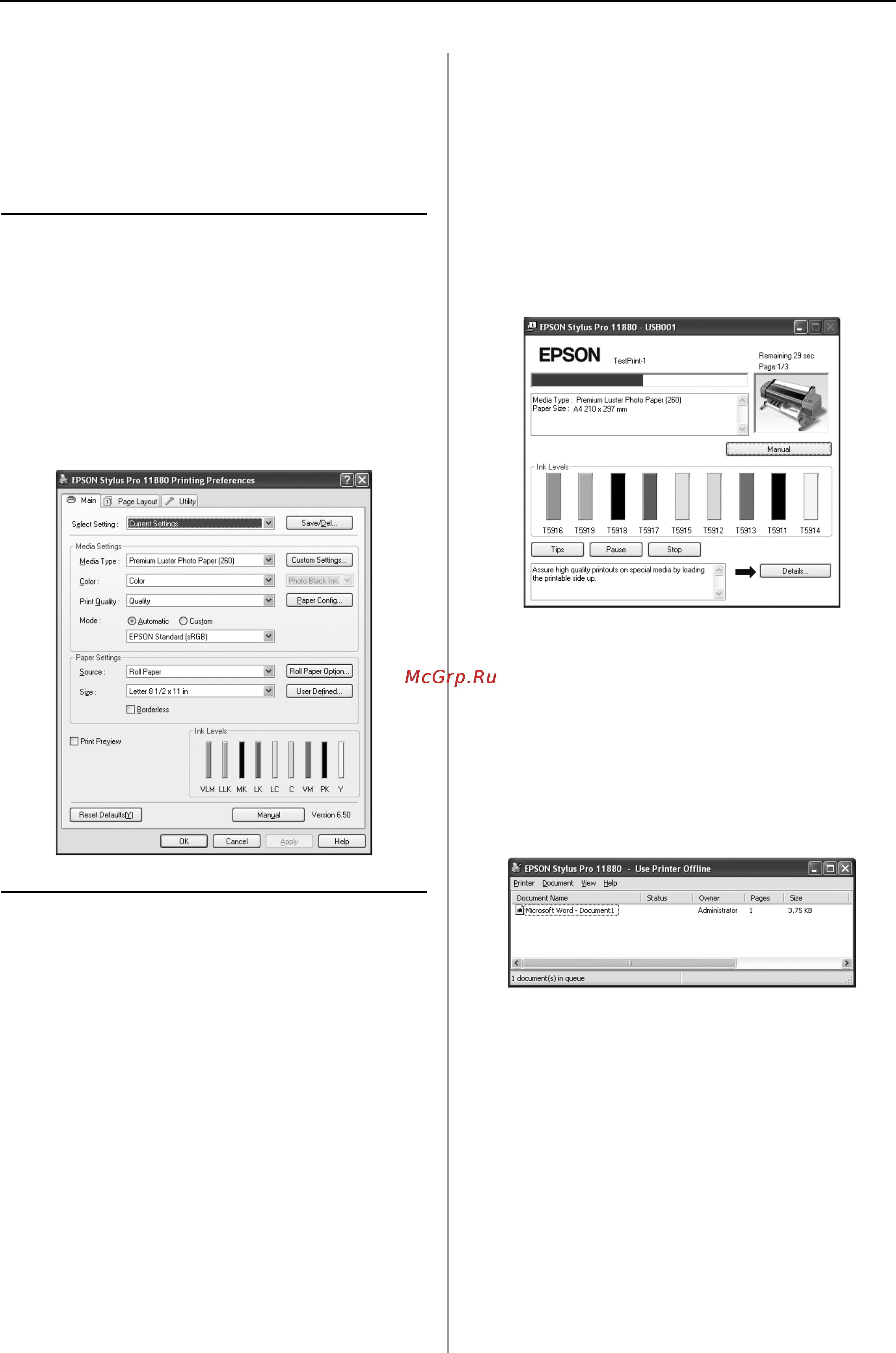 Epson Stylus Pro 11880 [58/195] Настройка драйвера принтера