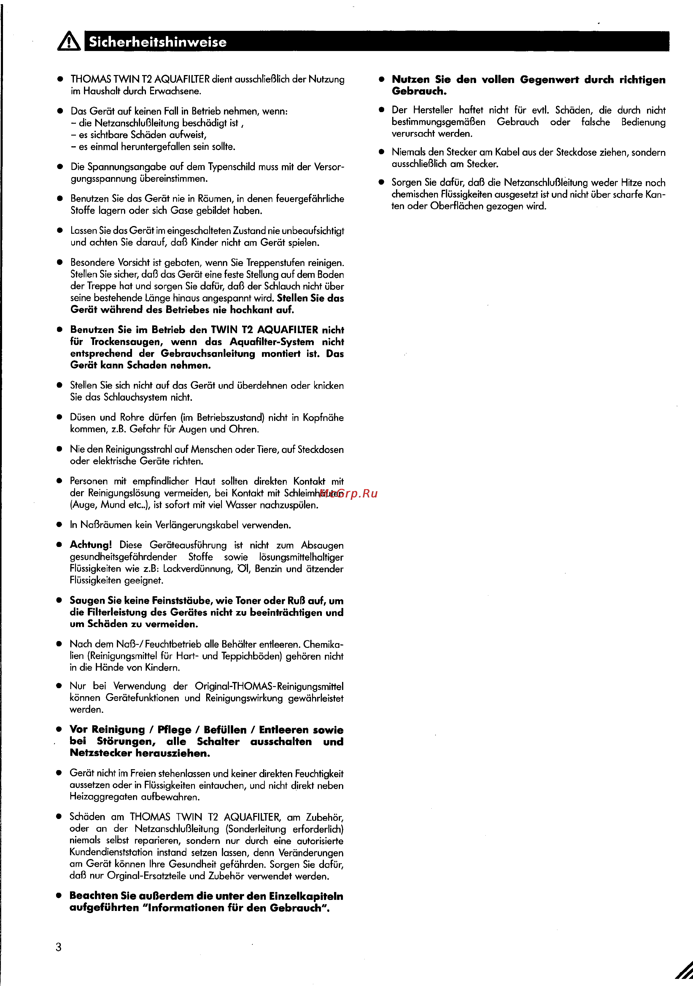 Thomas Twin T2 [3/27] Sicherheitshinweise
