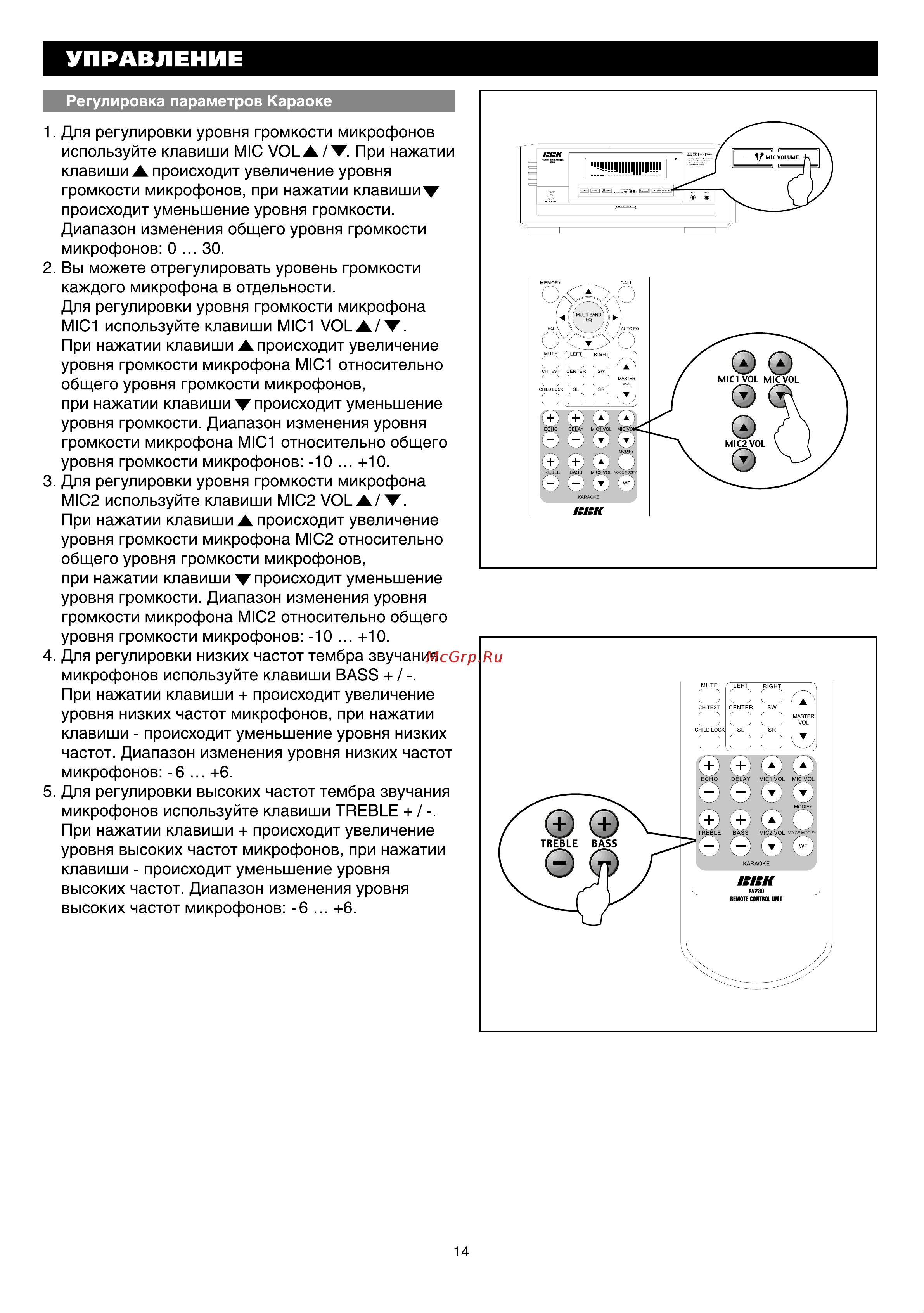 BBK AV230 [16/24] Управление