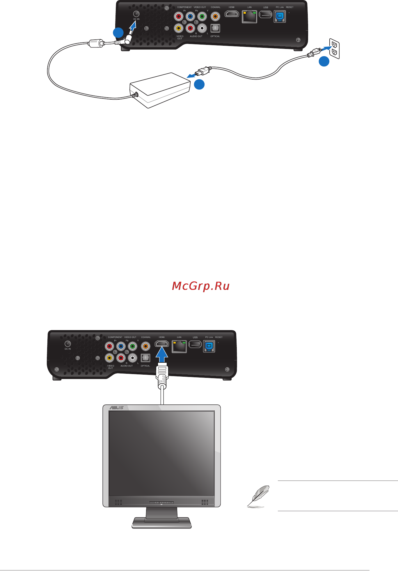 Asus O!Play HD2 [20/76] Подключение блока питания