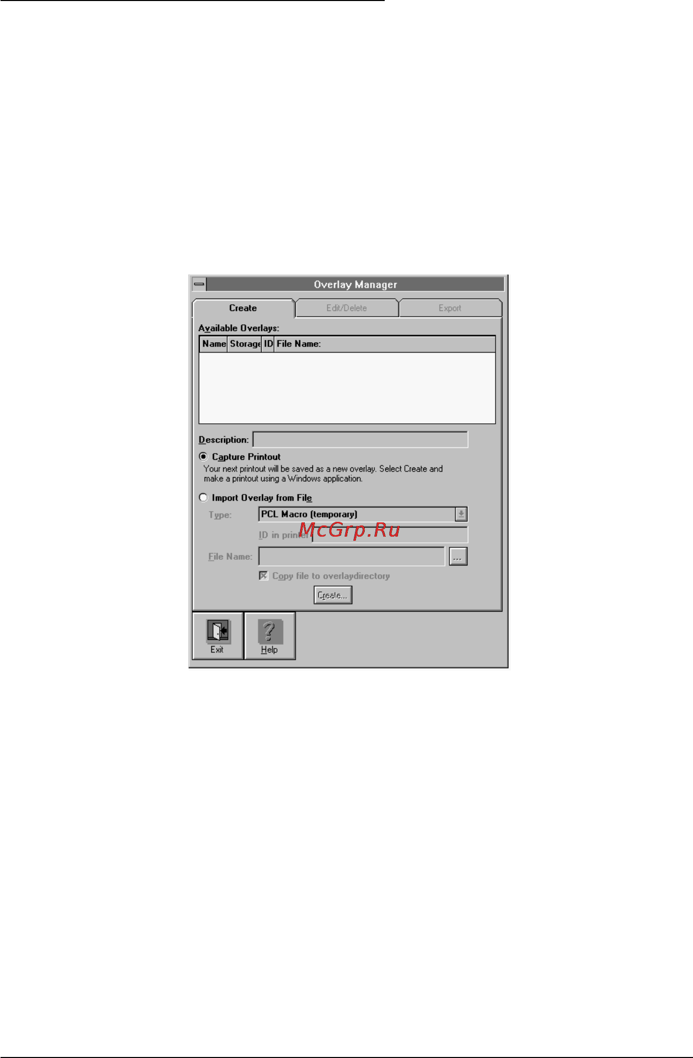 Epson EPL-N1200 [67/221] Окно диспетчер оверлеев