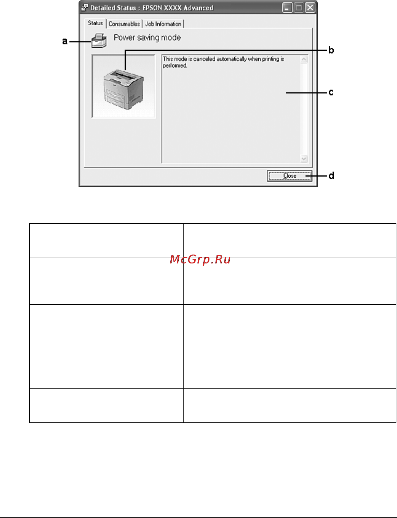 Epson EPL-N2550 [103/379] Окно detailed status подробная информация