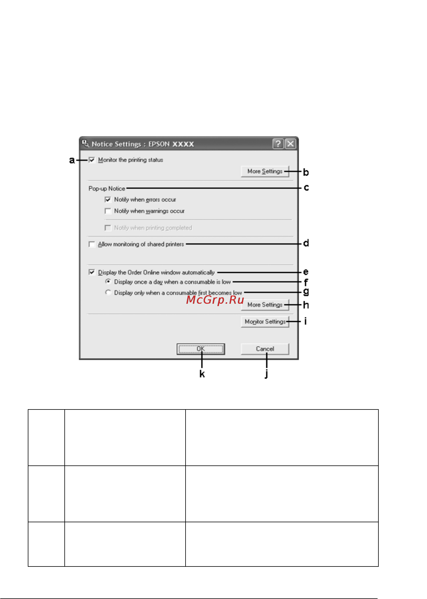 Epson EPL-N2550 [110/379] Окно notice settings настройки уведомлений