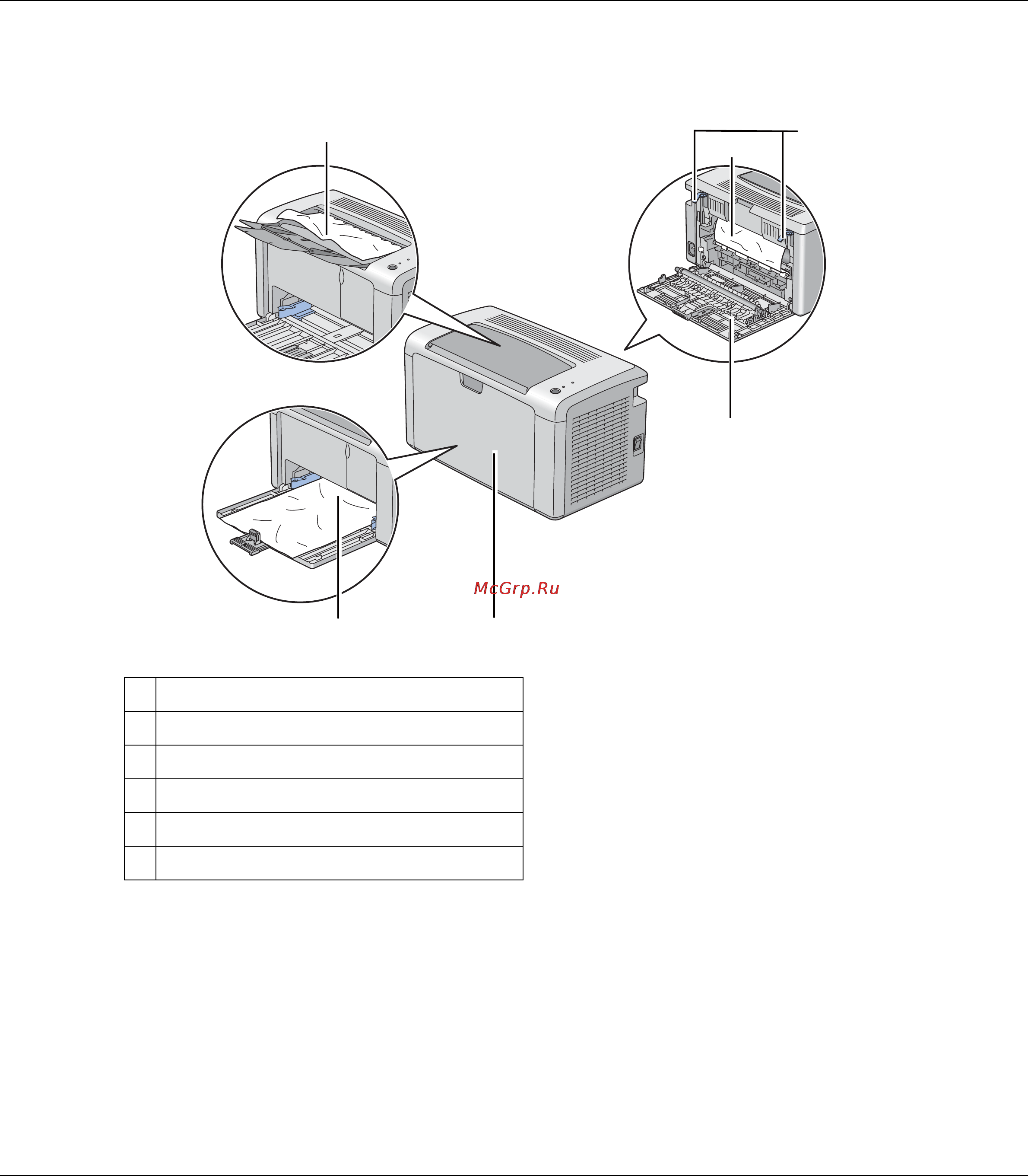 Epson AcuLaser M1400 [65/106] Устранение замятий с лицевой стороны принтера