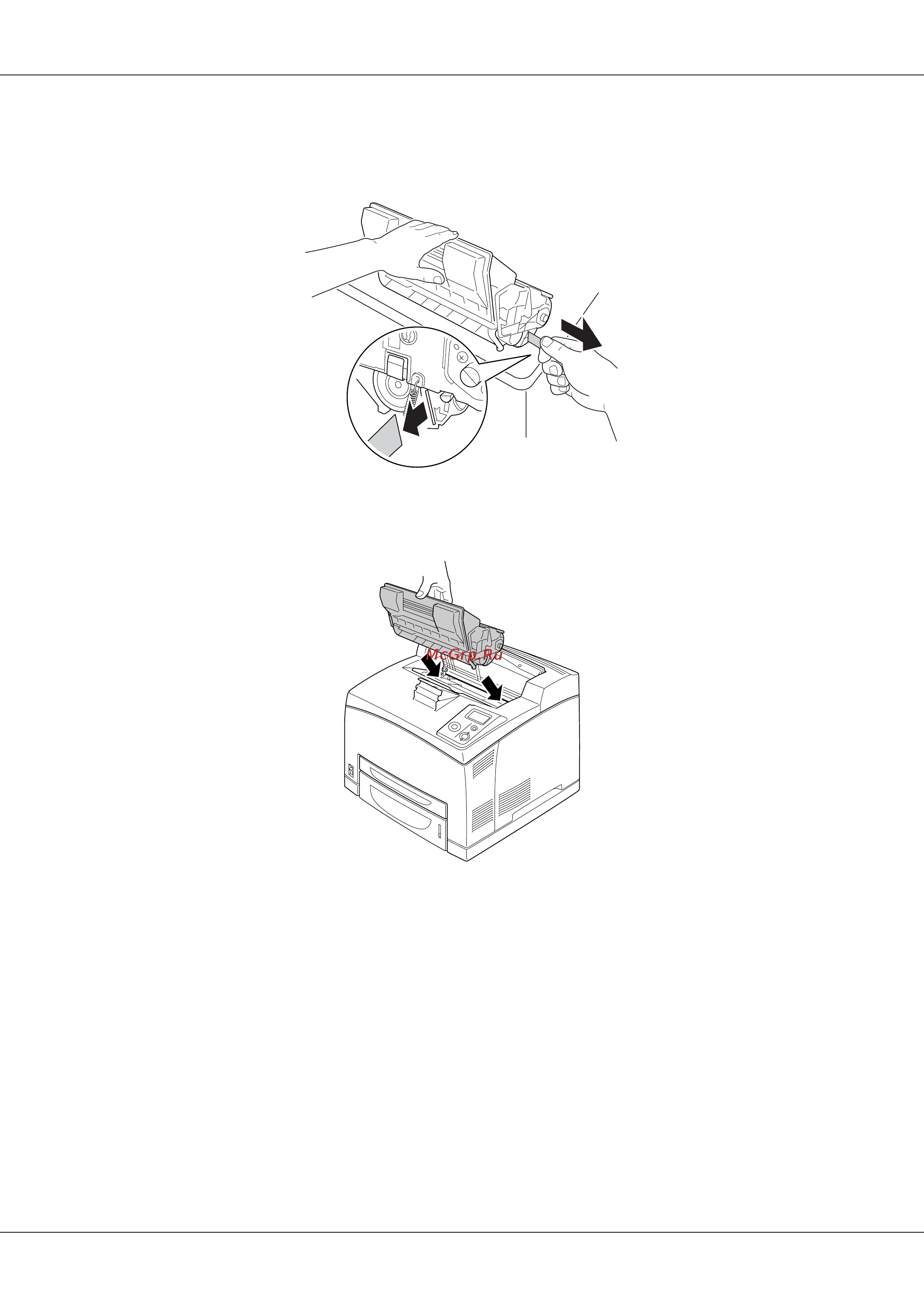 Epson AcuLaser M4000 [130/220] Положите новый тонер картридж на ровную поверхность и вытащите защитную желтую ленту как показано на рисунке ниже