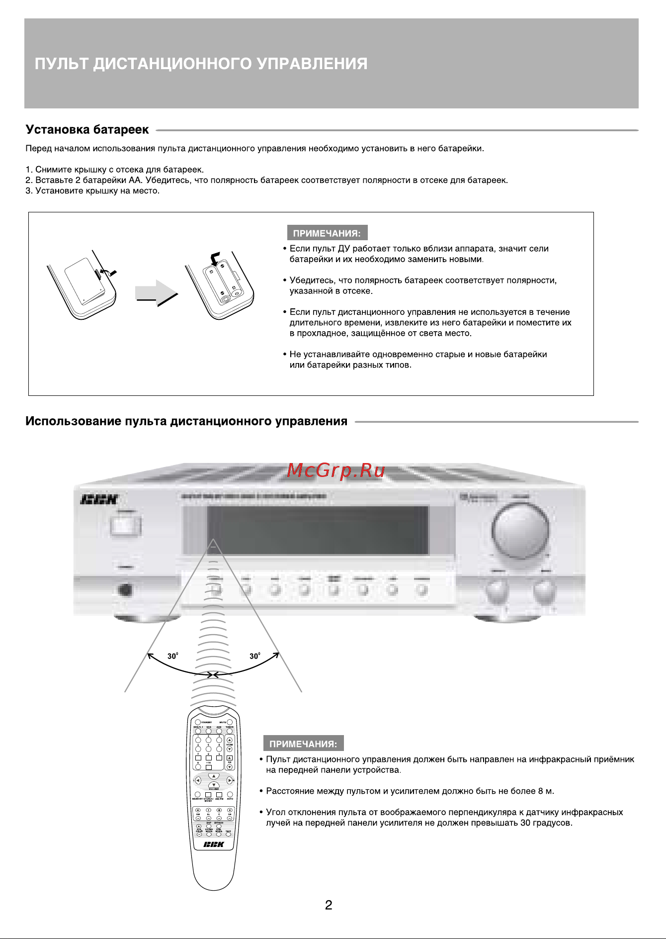 BBK AV214T [5/12] Пульт дистанционного управления