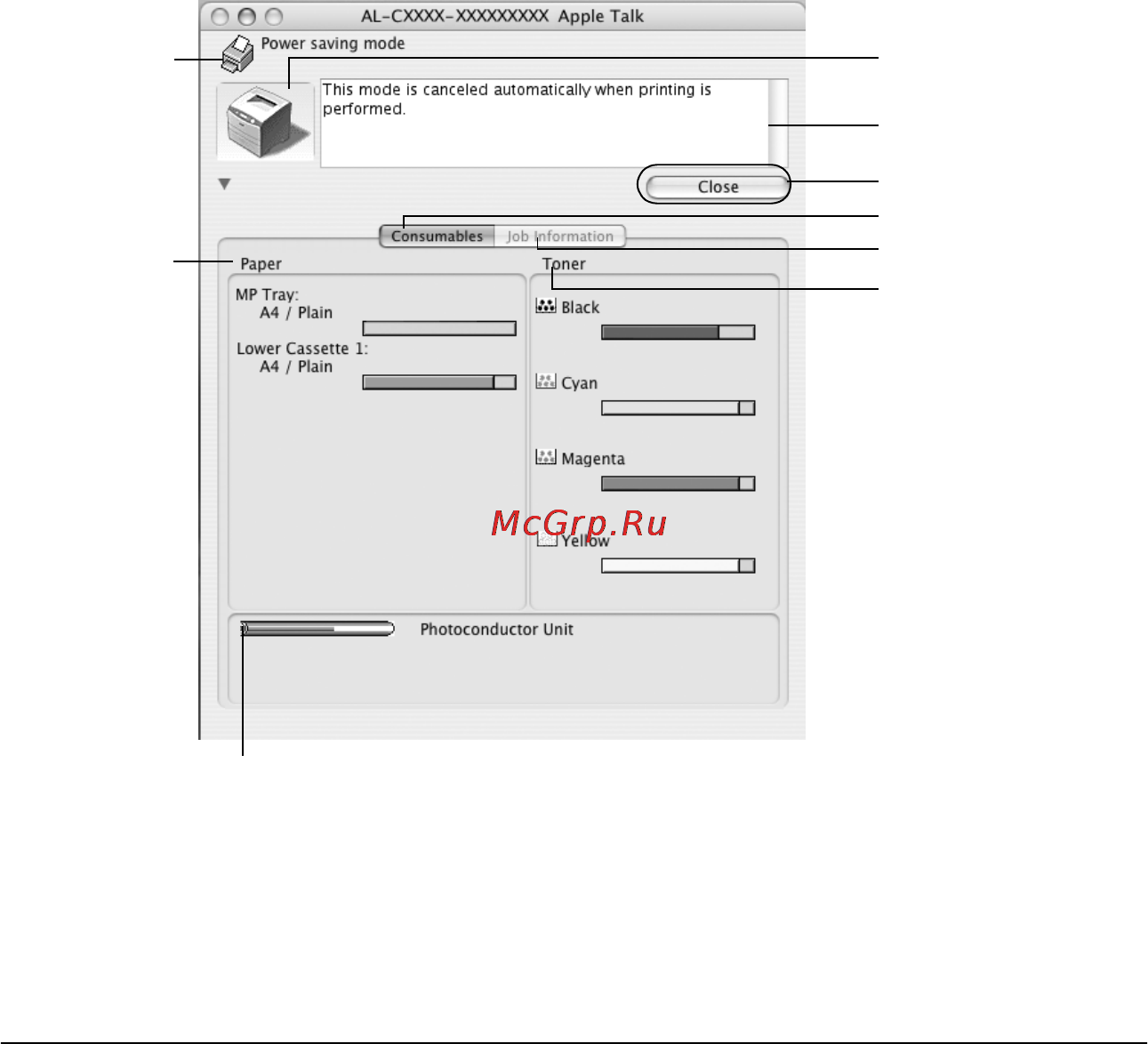 Epson AcuLaser C1100 [118/306] Диалоговое окно epson status monitor 3 позволяет следить за состоянием принтера и расходными материалами