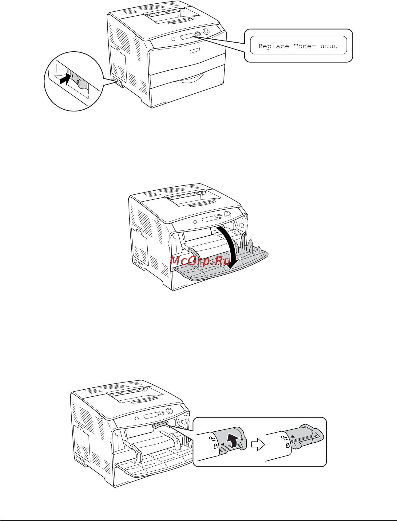Epson AcuLaser C1100 [168/306] Замена картридж с тонером