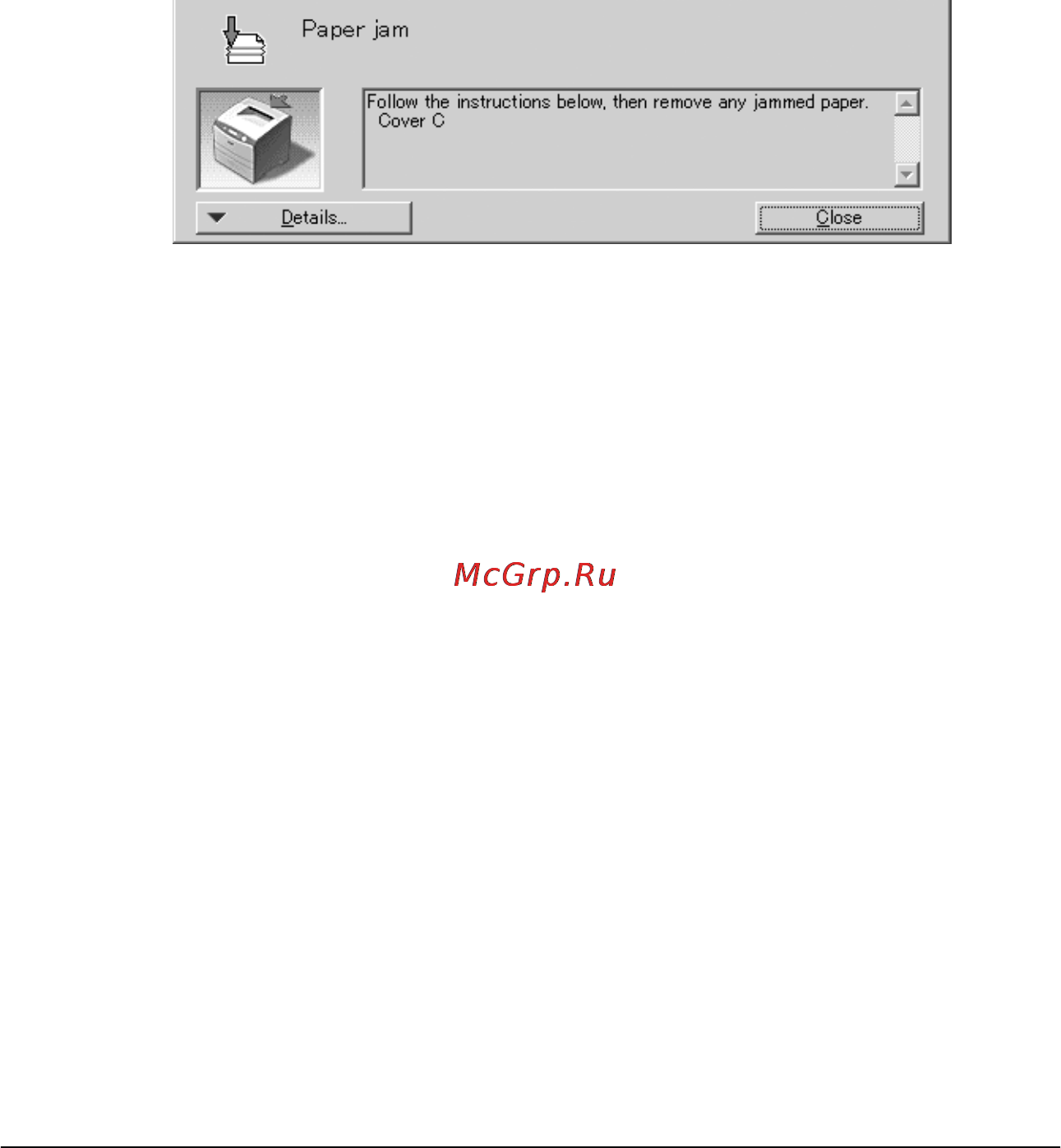 Epson AcuLaser C1100 [76/306] Окно status alert сообщение о состоянии