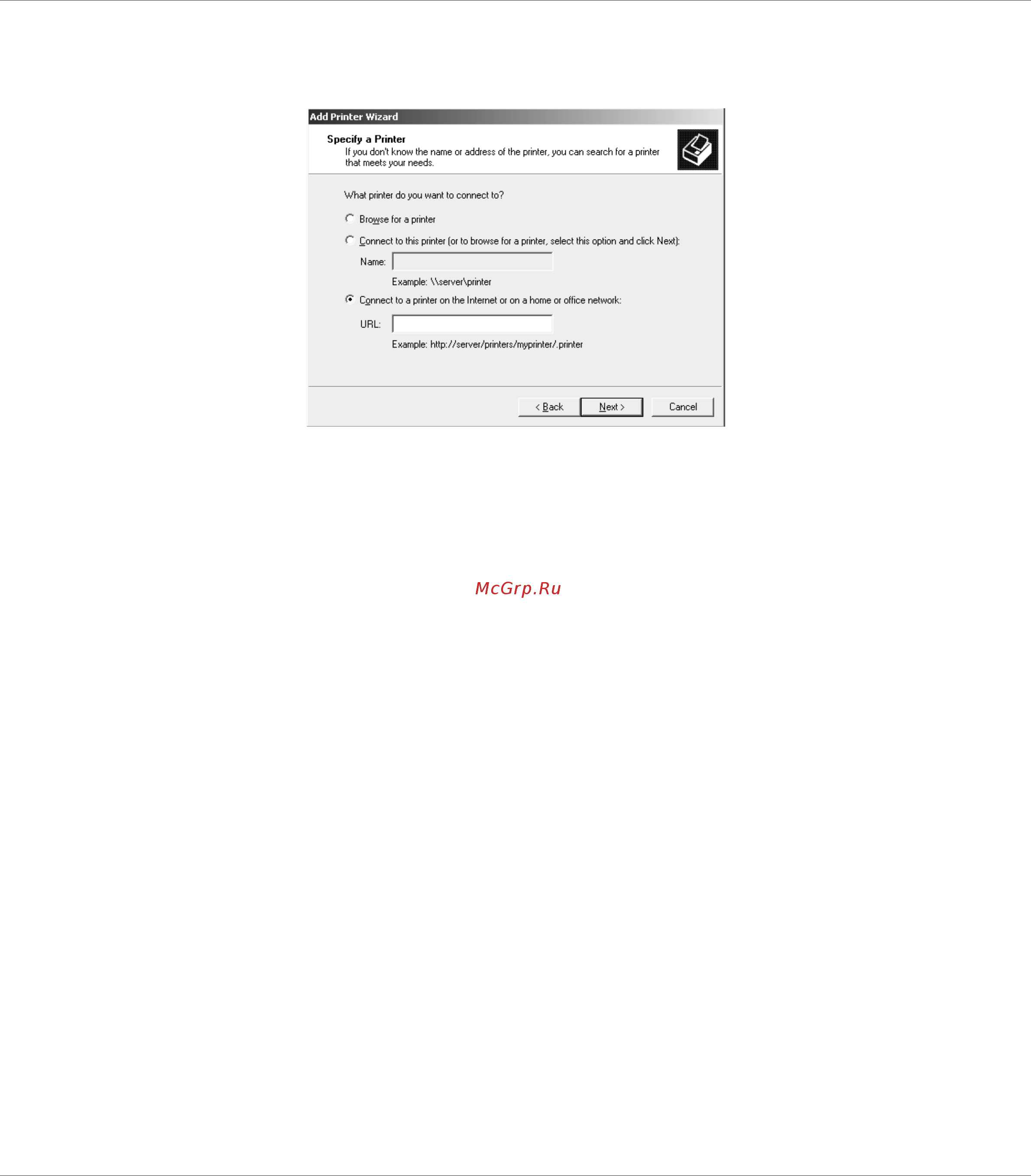 Epson AcuLaser C3000 [65/144] Печать на общем принтере в сети microsoft