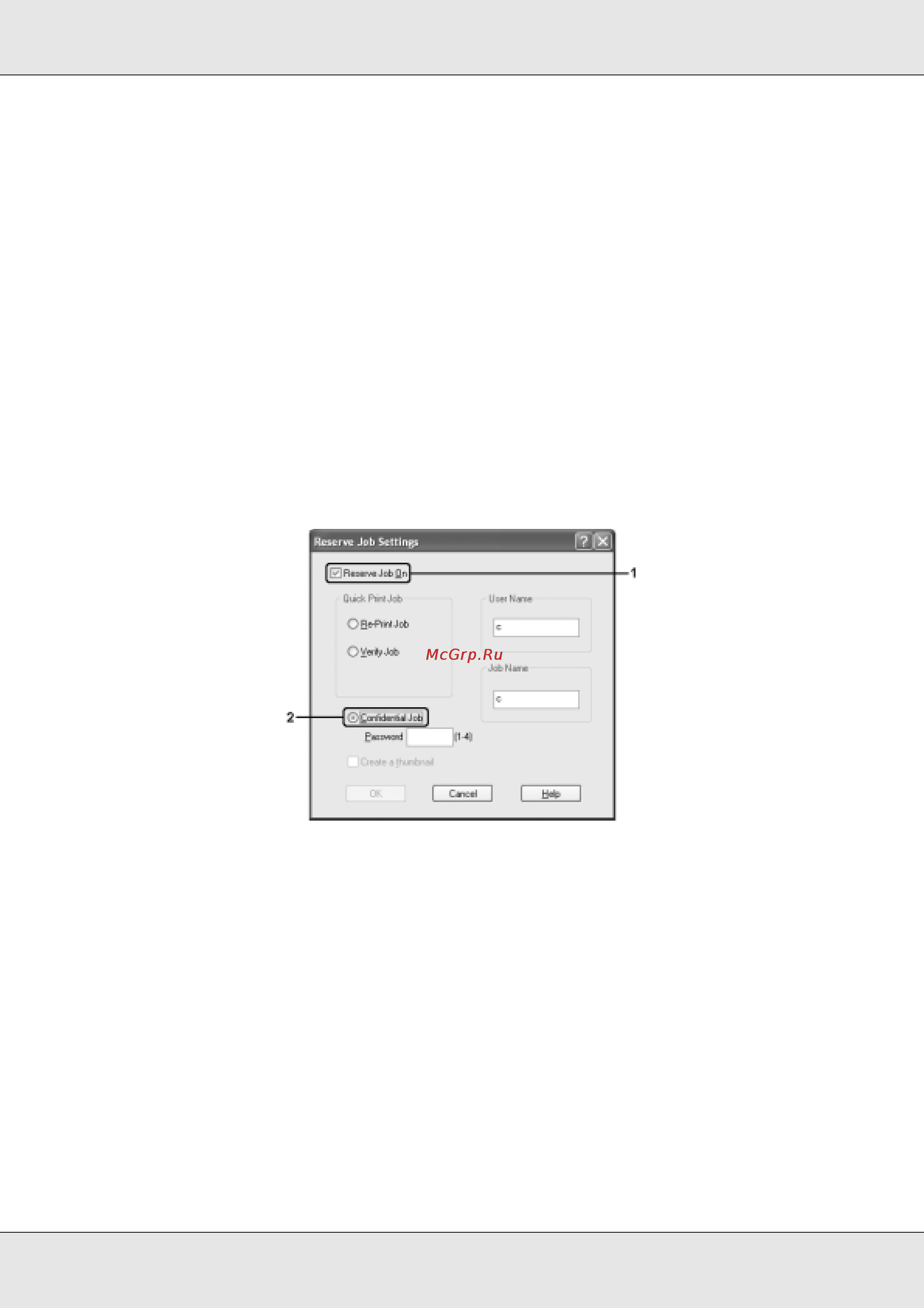 Epson AcuLaser C3800 [82/322] Откройте вкладку optional settings дополнительные параметры и щелкните кнопку reserve jobs settings настройка резервных заданий откроется диалоговое окно reserve job settings настройка резервного задания
