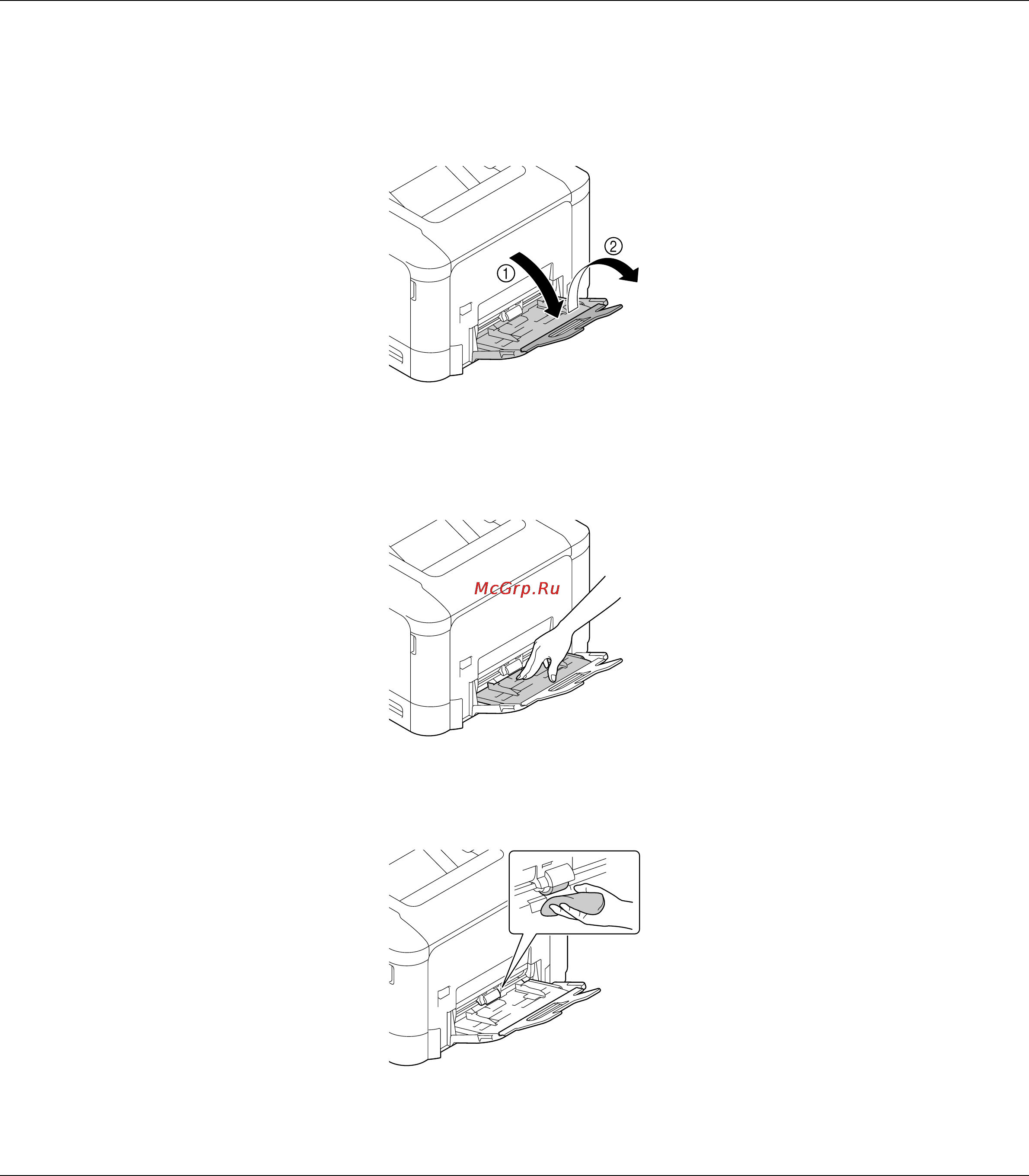 Epson AcuLaser C3900 [120/180] Очистка роликов подачи носителей лоток ручной подачи