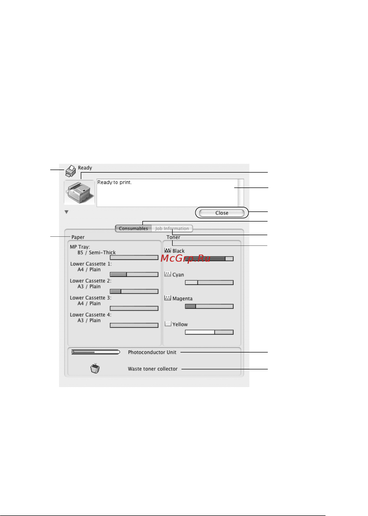 Epson AcuLaser C9100 [167/462] Получение информации о состоянии принтера
