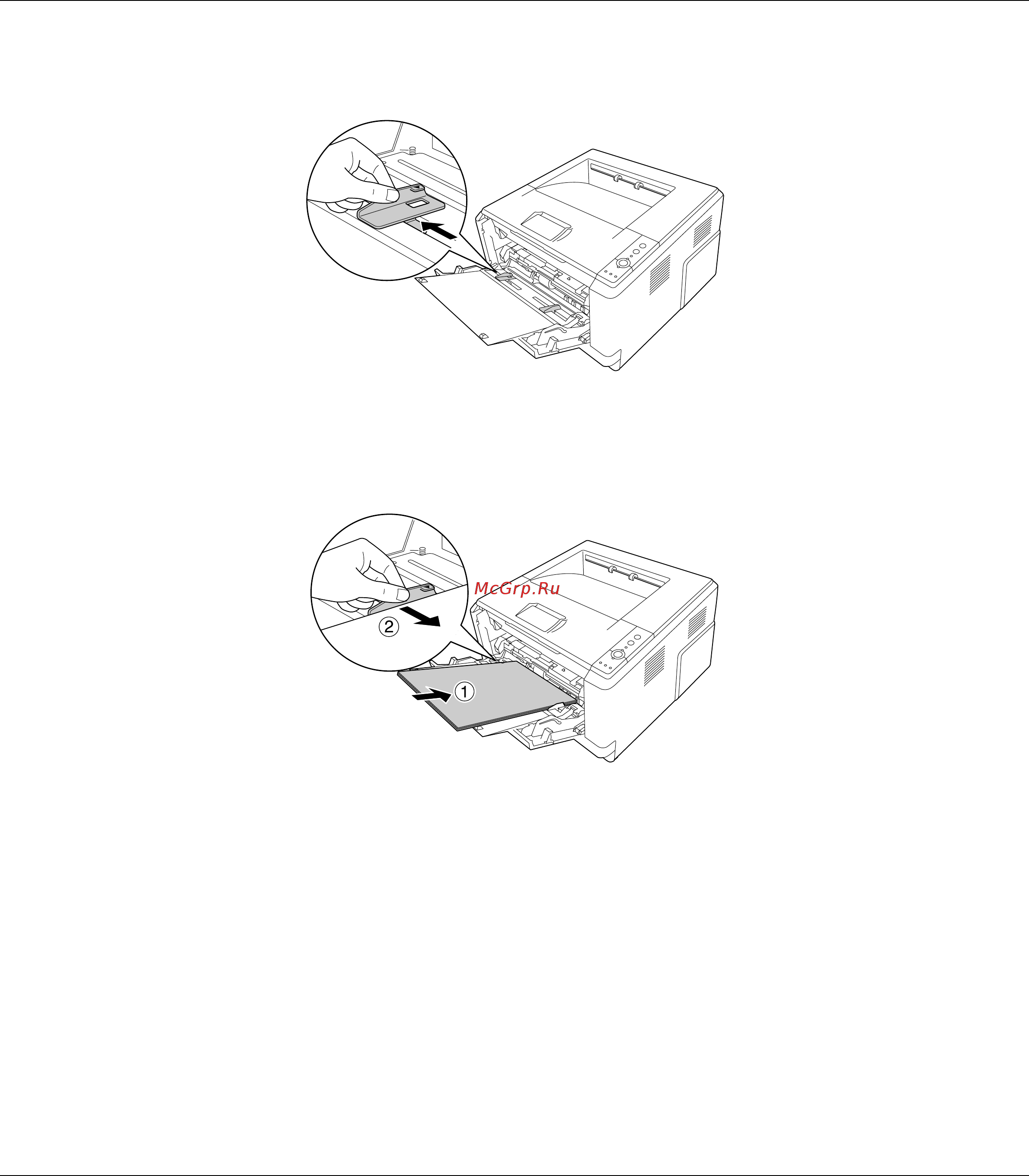 Epson AcuLaser M2300 [28/179] Раздвиньте направляющие в зависимости от ширины используемой бумаги