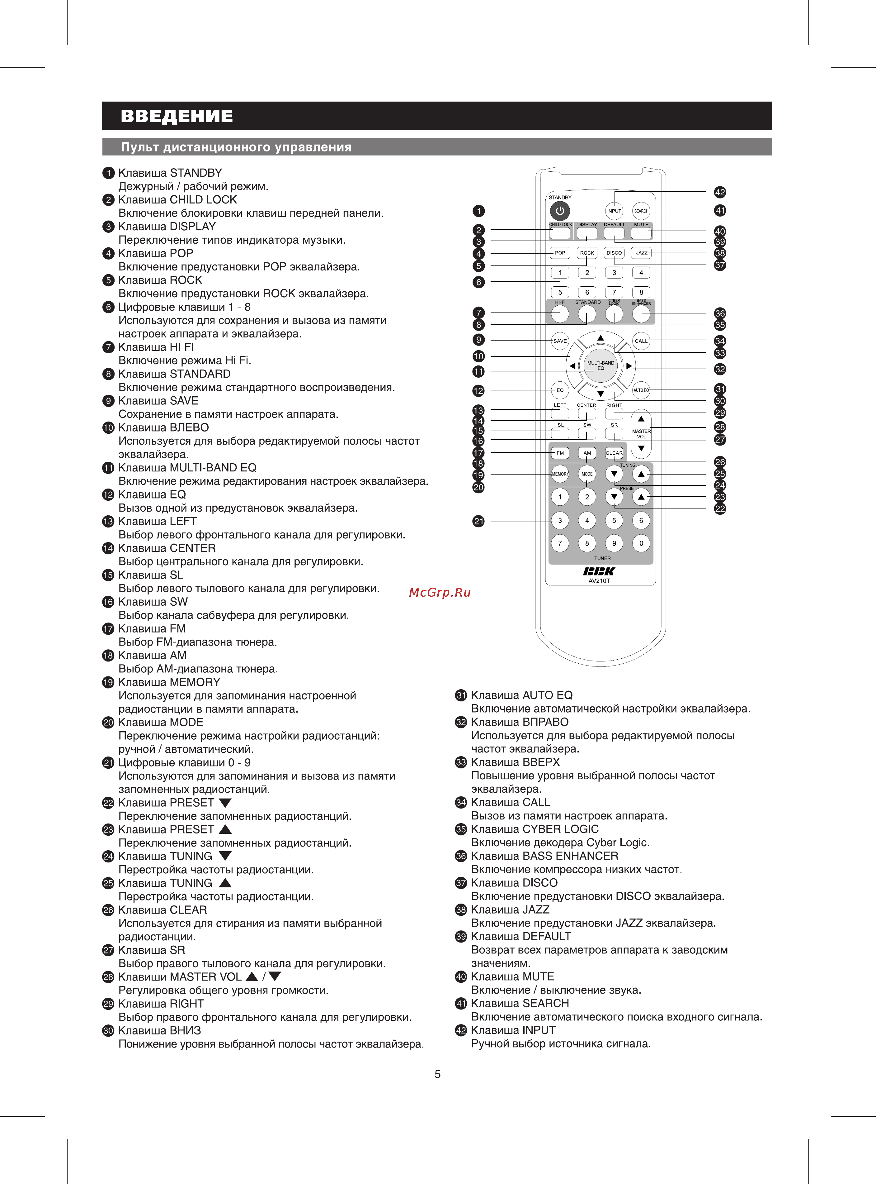 BBK AV210T Инструкция по эксплуатации онлайн [7/18] 49782