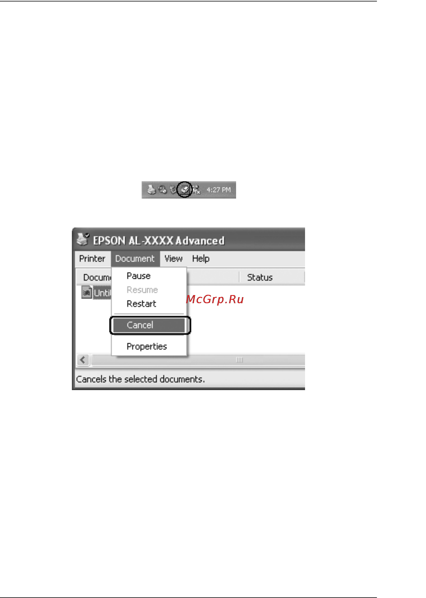 Epson AcuLaser CX11N [107/531] Отмена печати