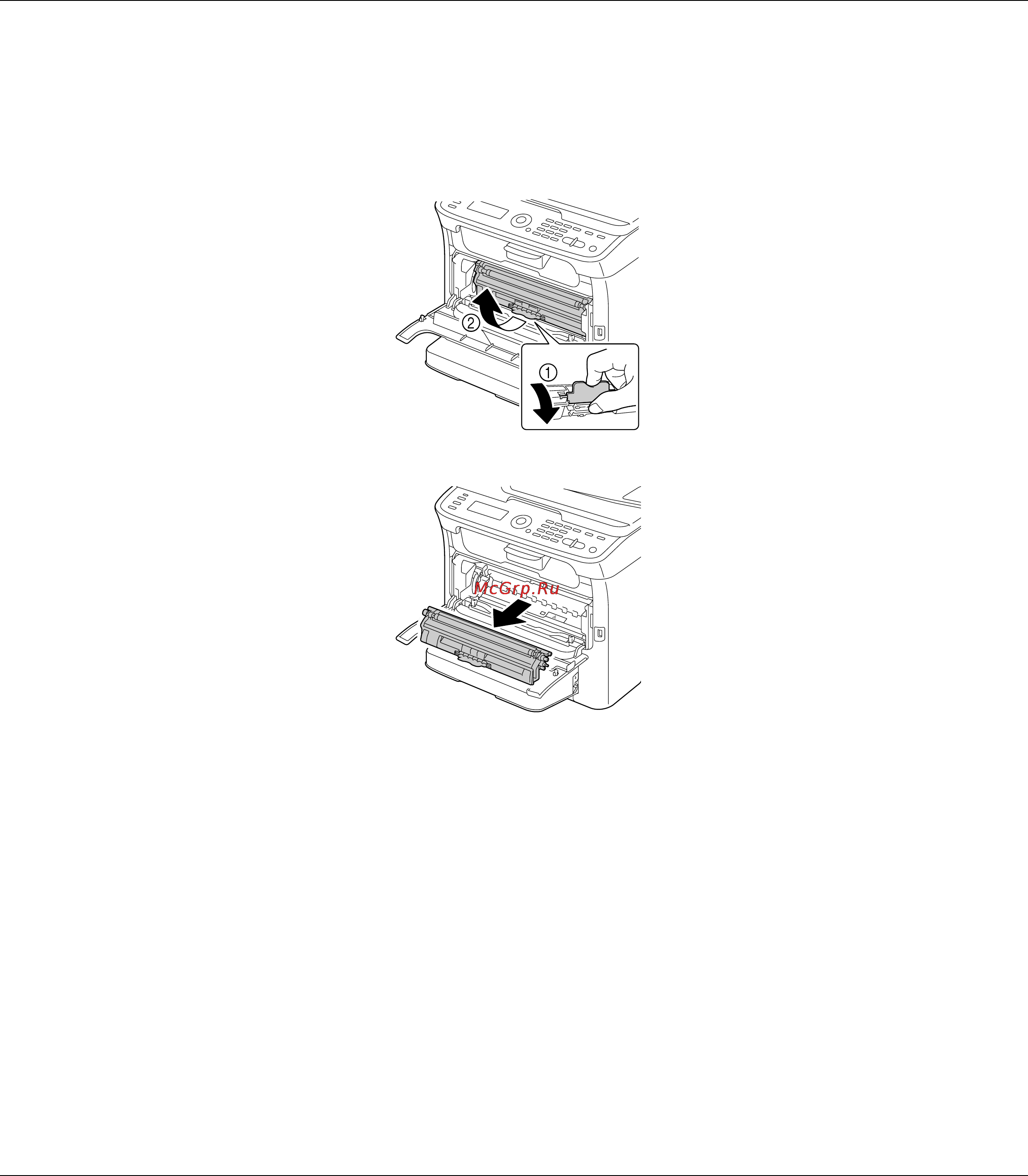 Epson AcuLaser CX16NF [160/233] Картридж с малиновым тонером будет перемещен в положение для замены потяните за ручку картриджа вниз пока он не разблокируется и не передвинется в вашем направлении извлеките картридж с тонером