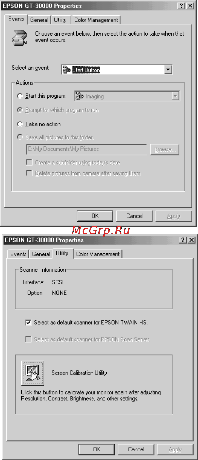 Epson GT-30000 [35/148] Selecting the gt 30000 as your default scanner windows me