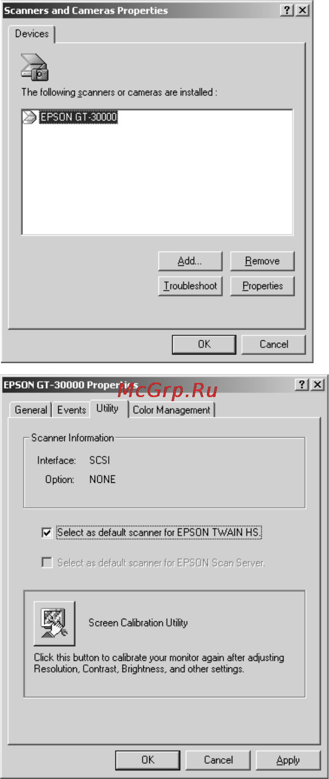 Epson GT-30000 [41/148] Selecting the gt 30000 as your default scanner windows 2000