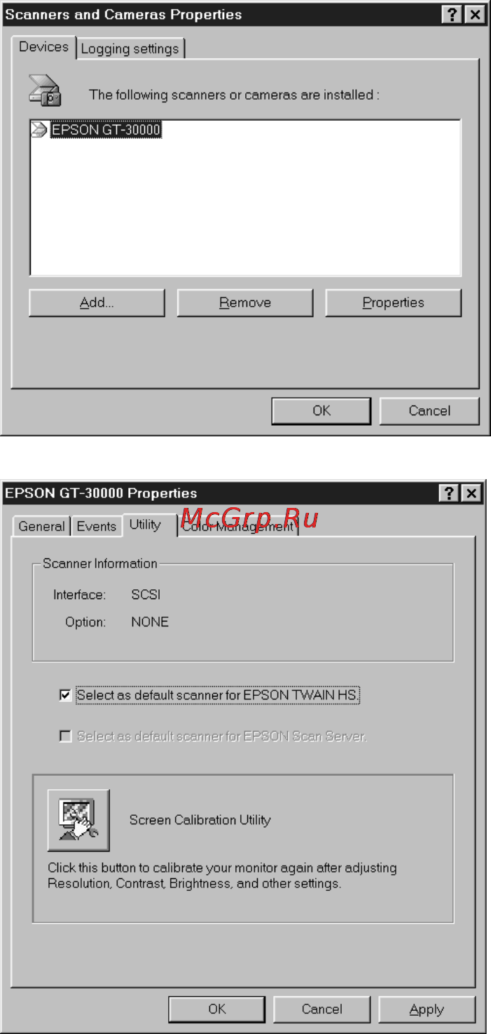 Epson GT-30000 [46/148] Selecting the gt 30000 as your default scanner windows 98
