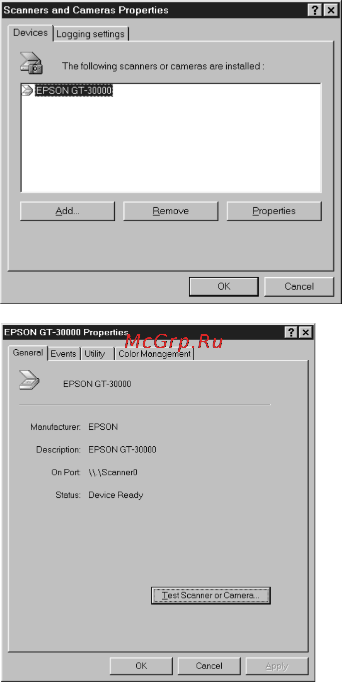 Epson GT-30000 [87/148] Setting up the default scanner on windows 98