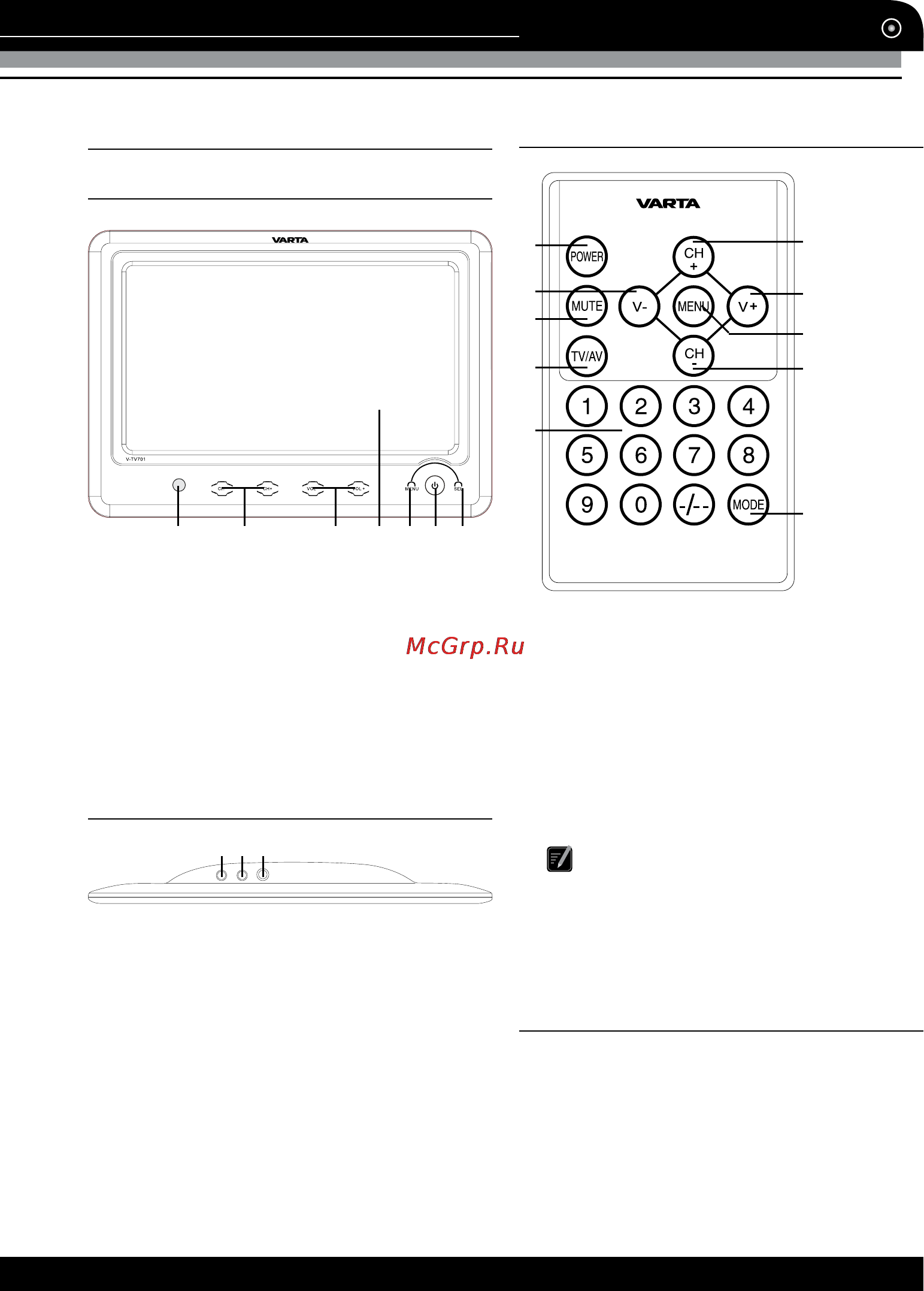 Varta V-TV701 [3/13] Instruction manual