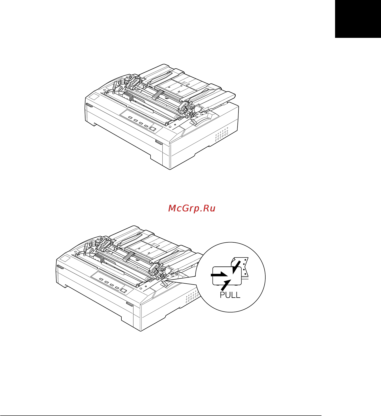 Epson FX-880 [86/221] Загрузка бумаги на тянущий трактор